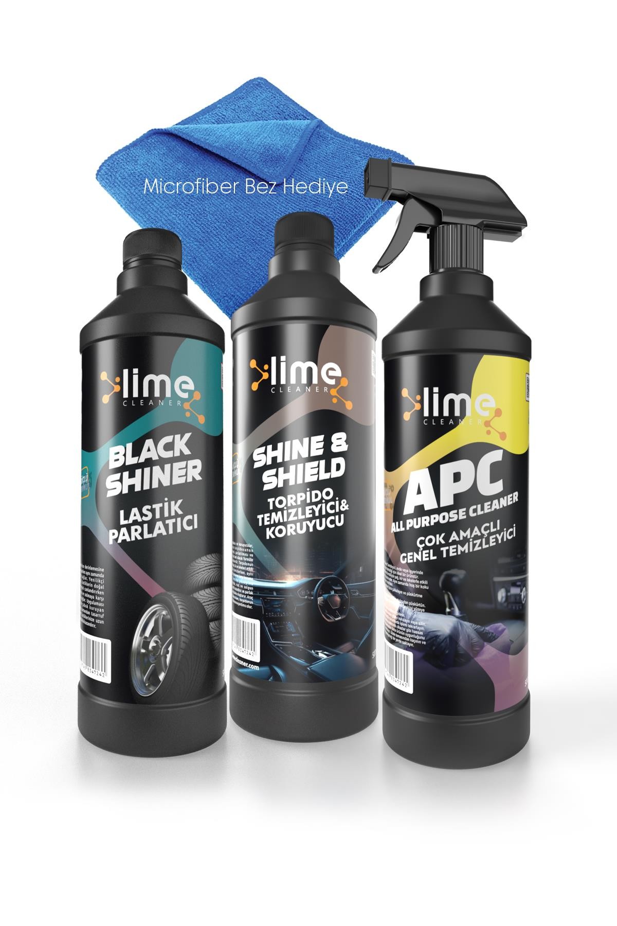 Lime Cleaner Lastik Parlatıcı, Torpido Temizleyici ve Koruyucu, Çok Amaçlı Genel Temizleyici 3'lü Avantajlı Set Paket