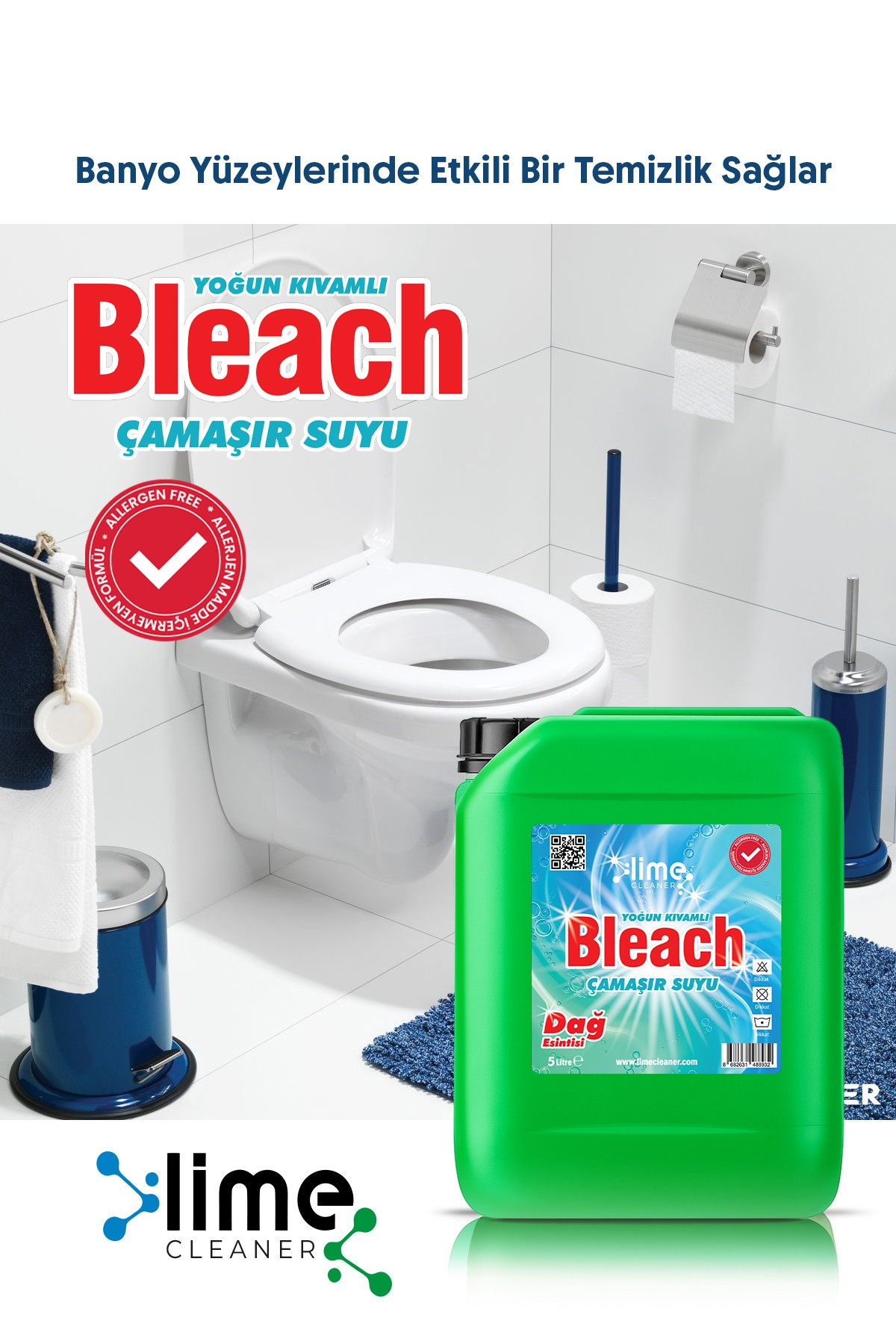 Lime Cleaner Dağ Esintisi Kokulu Yoğun Kıvamlı Çamaşır Suyu 5 Litre