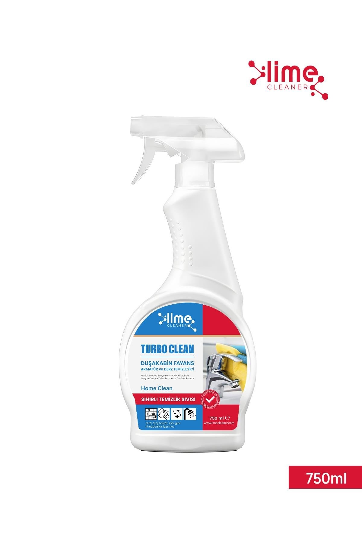 Turbo Clean Ultra Güçlü Banyo Temizleyici ve Kireç Çözücü Sprey 750 ml - Sihirli Temizlik  Sıvısı