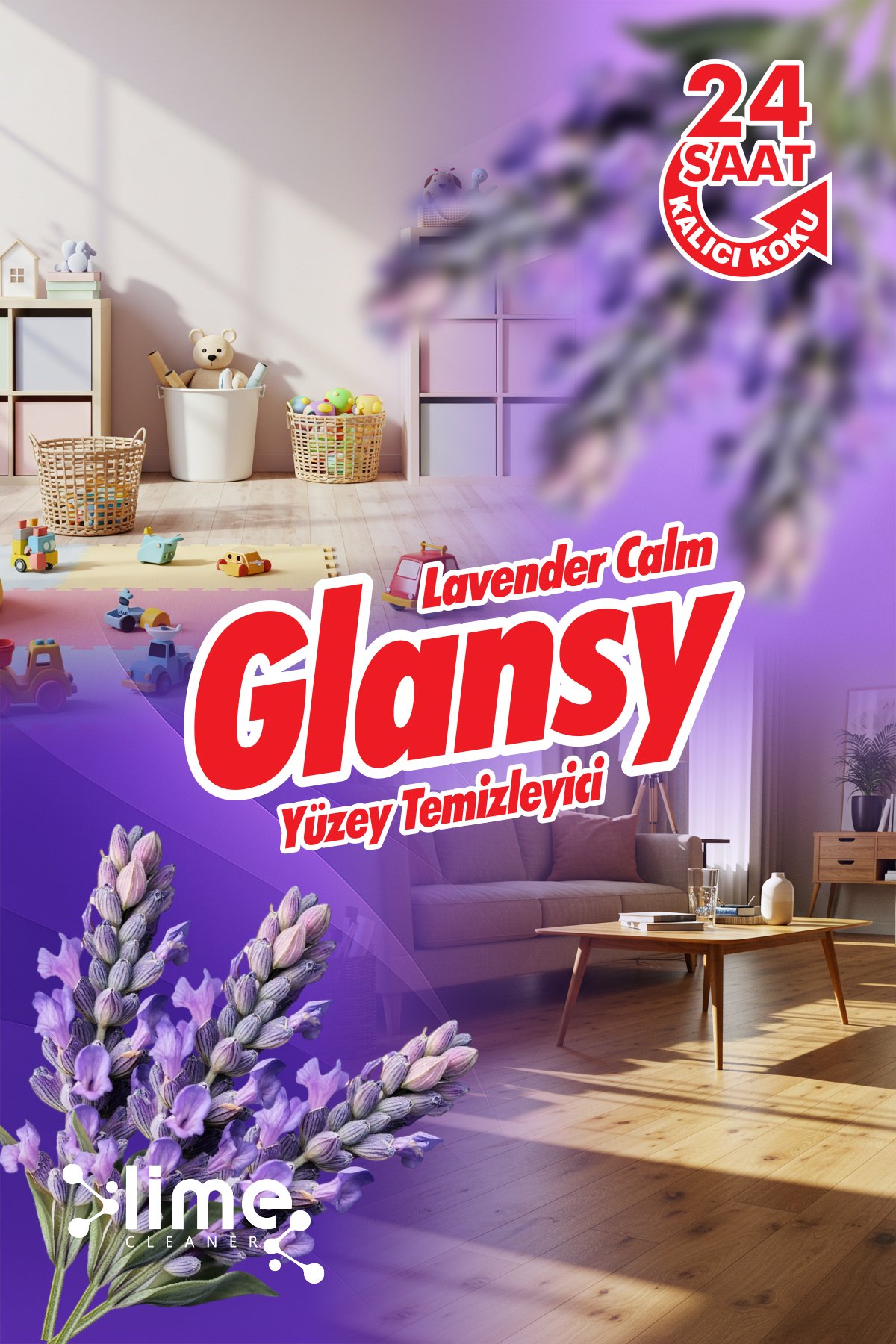 Evde Yenileyici Lavanta Esintisi | Ultra Güçlü Yüzey Temizleyici Antibakteriyel Temizlik