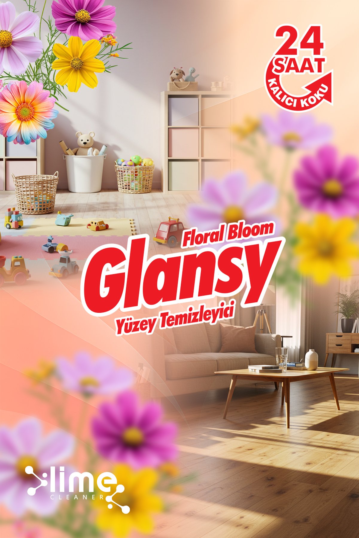 Evde Yenileyici Çiçek Bahçesi | Ultra Güçlü Yüzey Temizleyici Antibakteriyel Temizlik