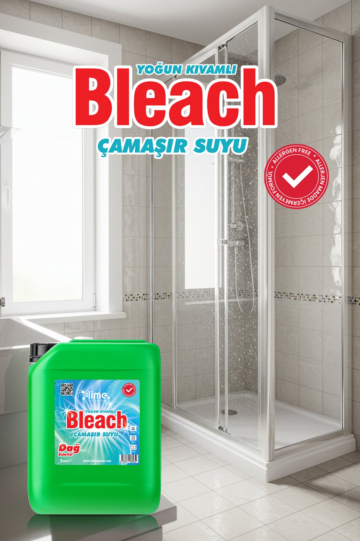 Lime Cleaner Dağ Esintisi Kokulu Yoğun Kıvamlı Çamaşır Suyu 5 Litre