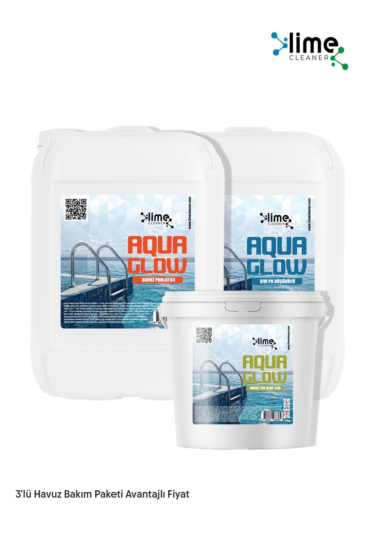 Havuz Parlatıcı, Sıvı pH Düşürücü ve Toz Klor %90 | Havuz Kimyasal Üçlüsü Avantajlı Paket 10 kg x 3 Adet