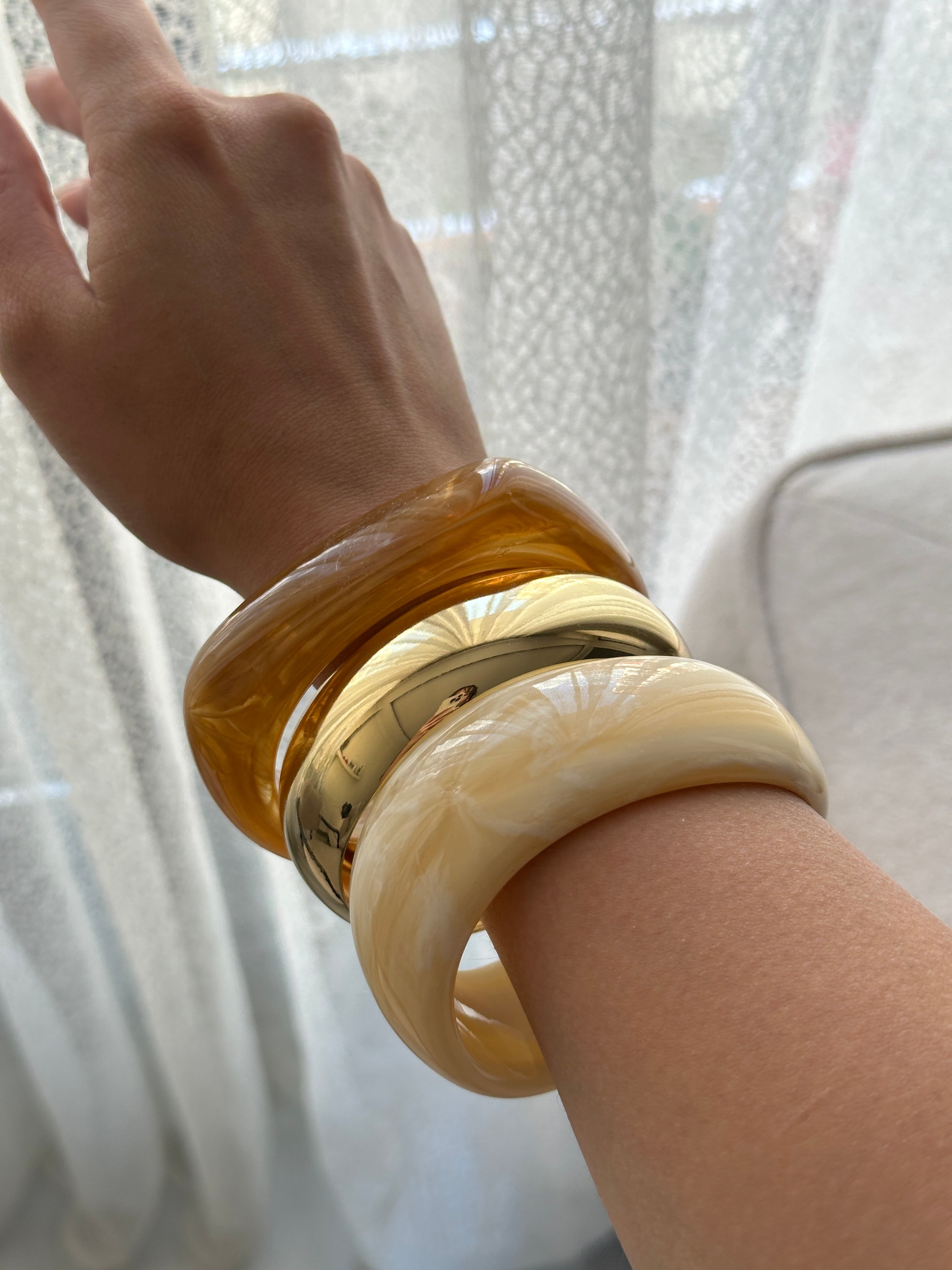 3'Lü Karamel Gold Kadın Kemik Bilezik