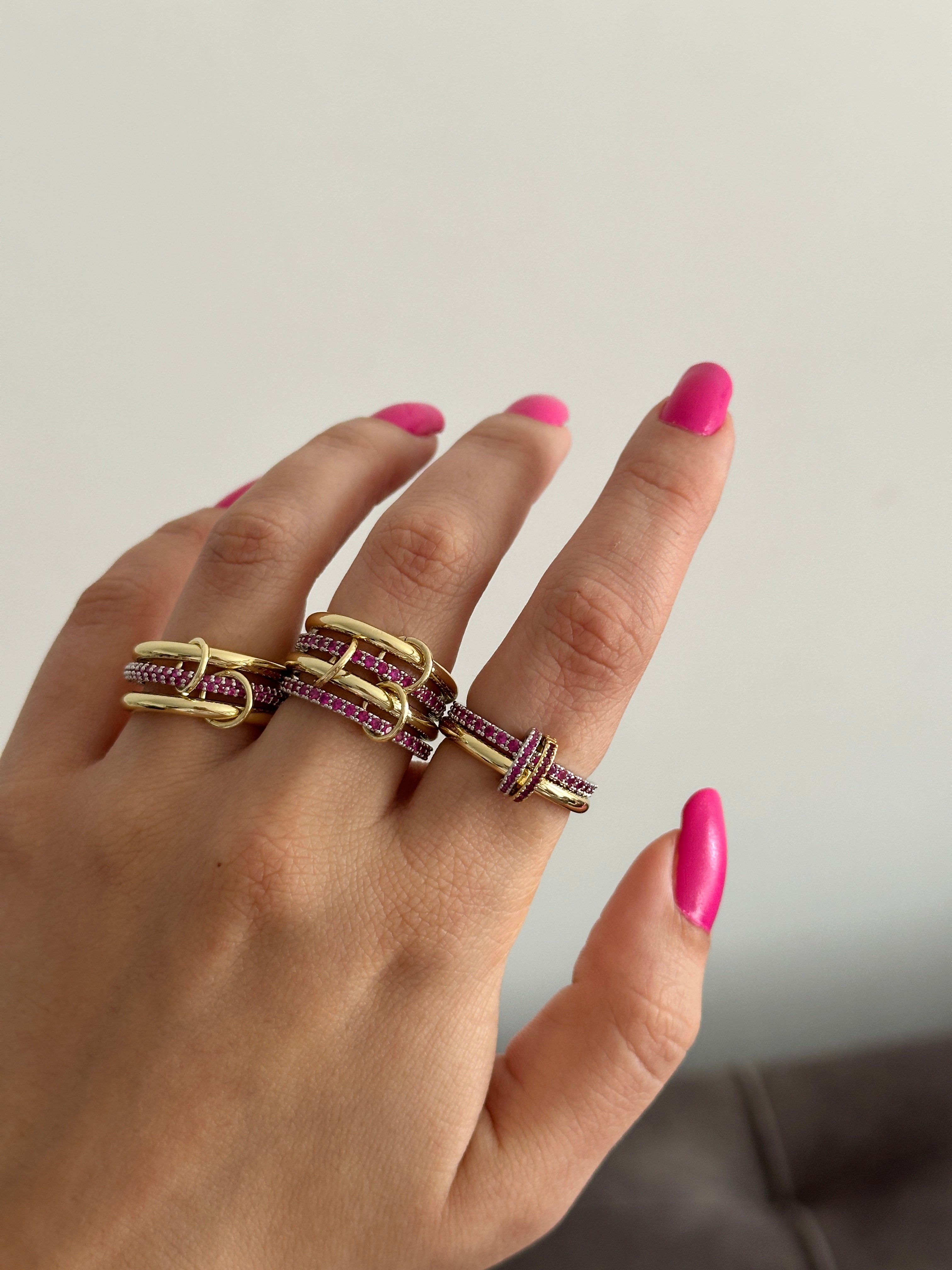 4'Lü Fuşya Pembe Spinelli Kadın Yüzük