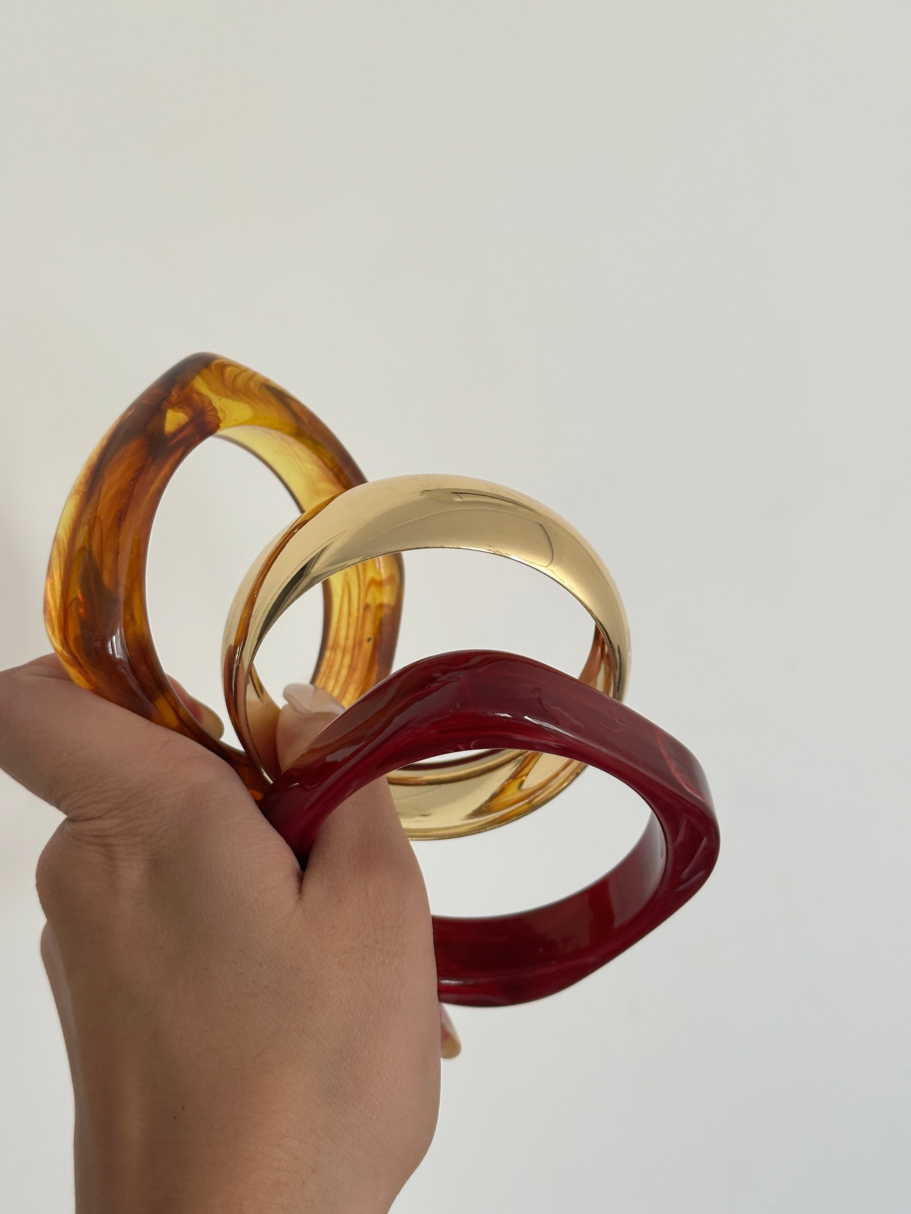 3'Lü Gold Bordo Kemik Kadın Bilezik