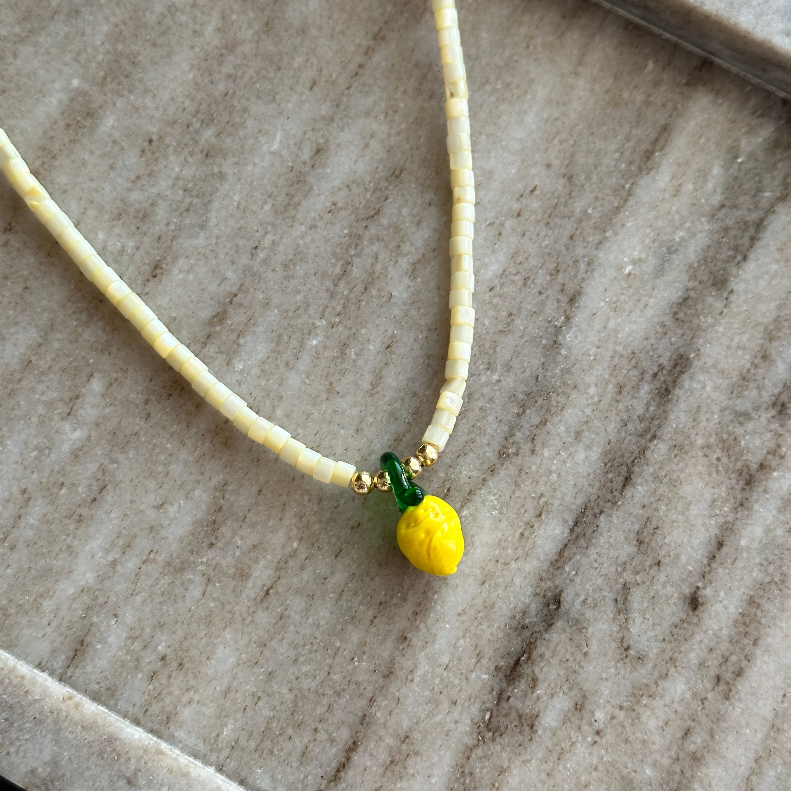 Limon Cam Boncuk Kolye