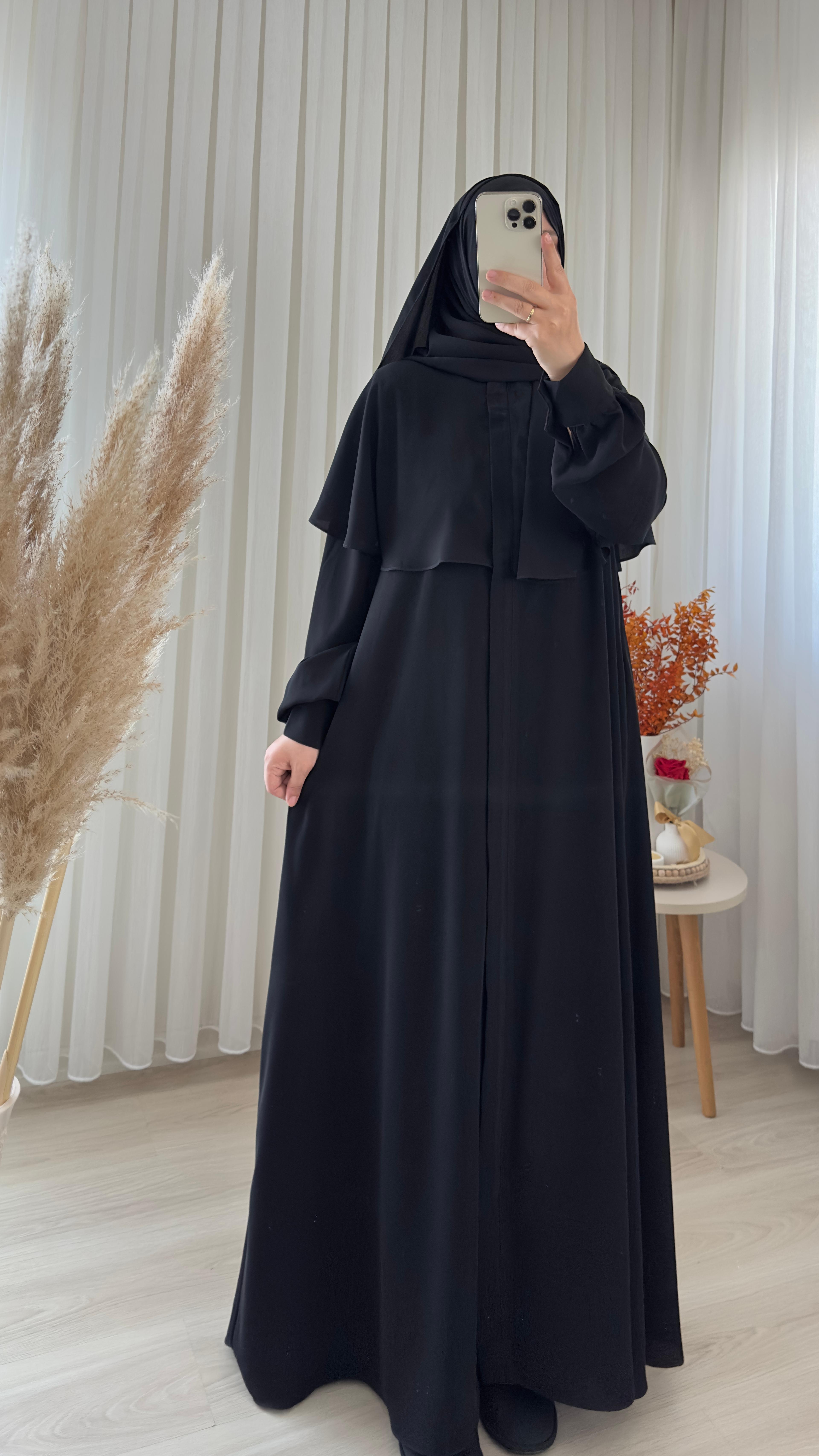 Pelerinli Ferace - SİYAH