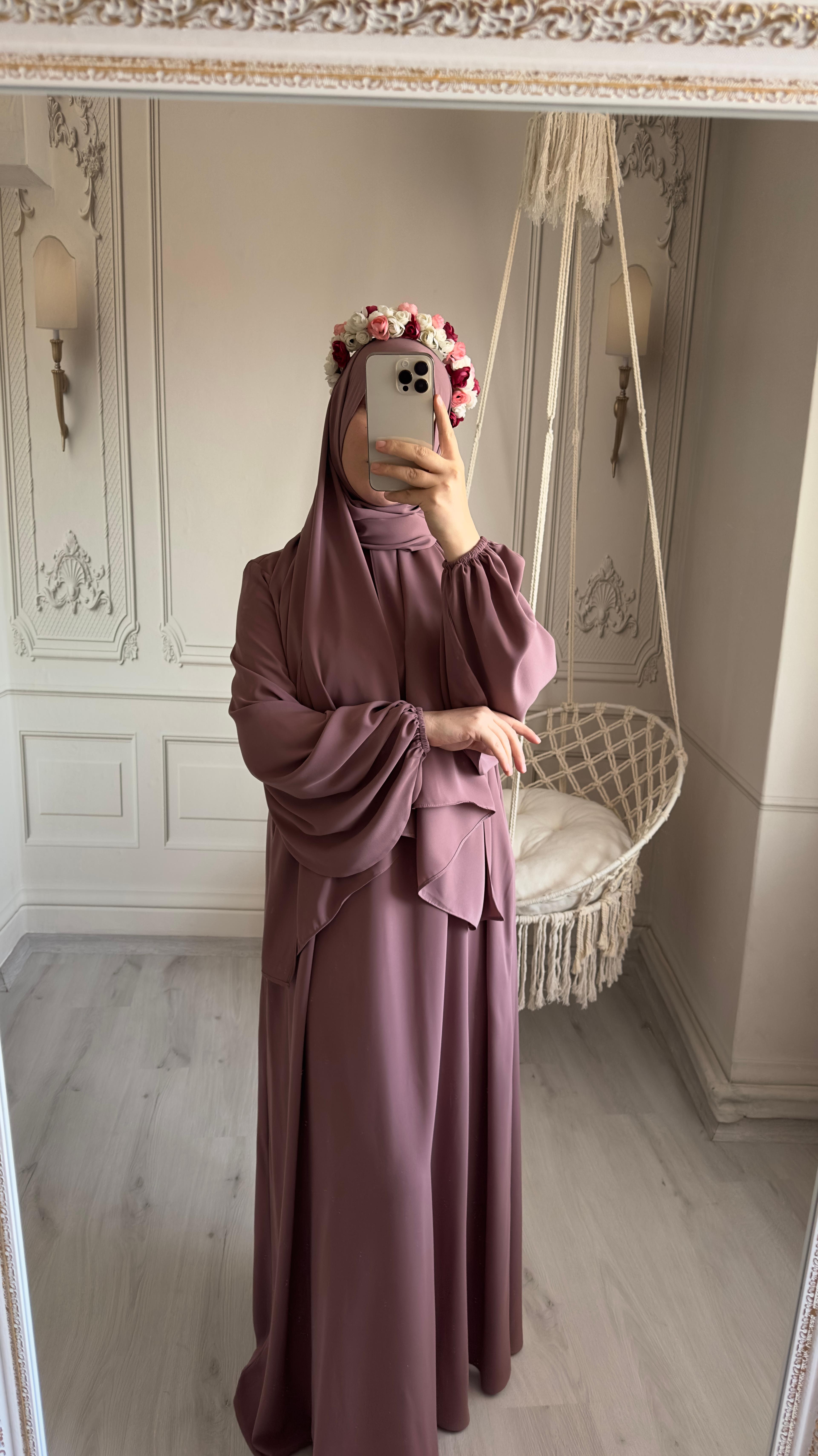 Balon Kol Elbise -Gül Kurusu- (05)