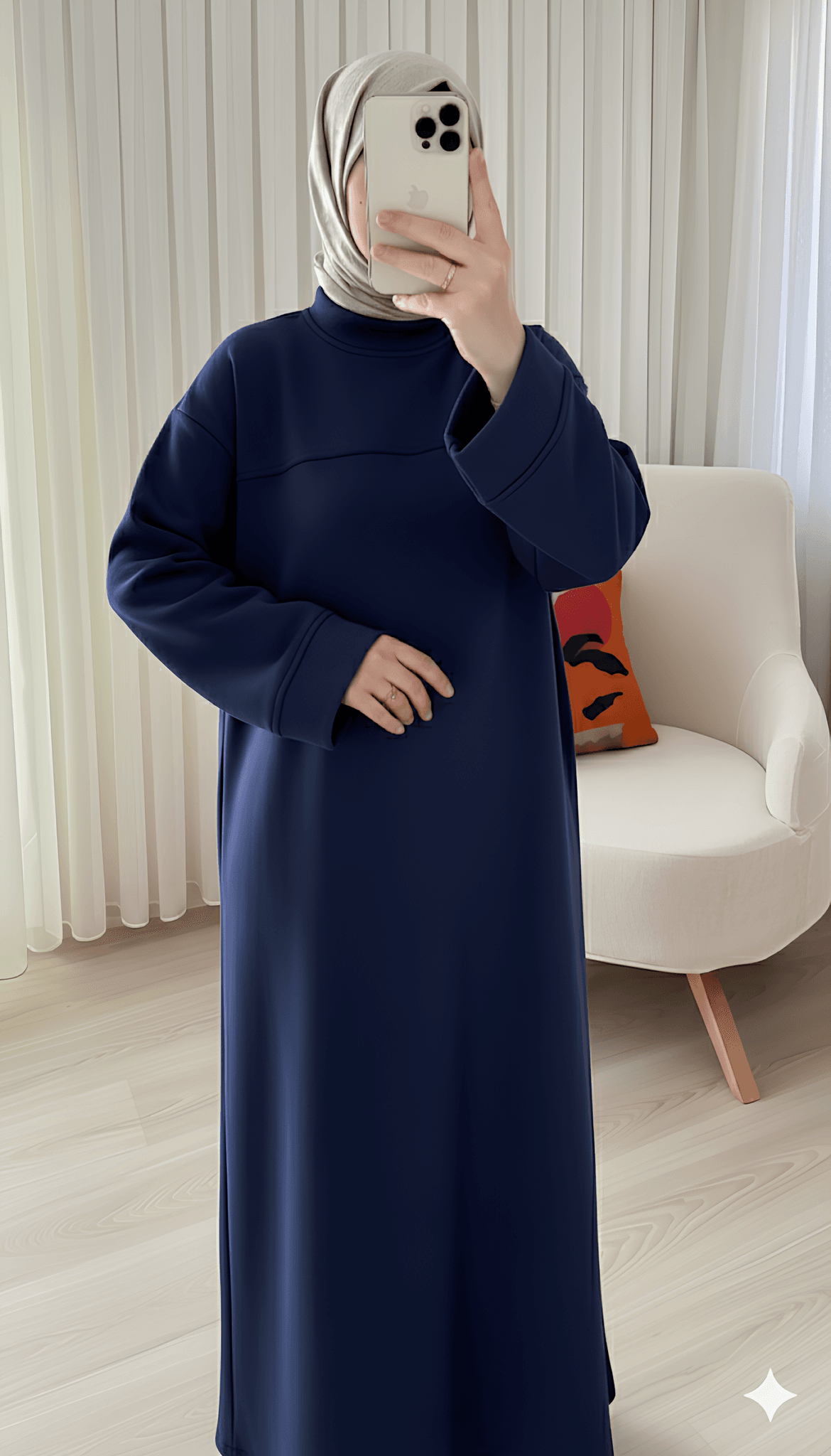 Şardonlu Sweat Elbise - LACİVERT
