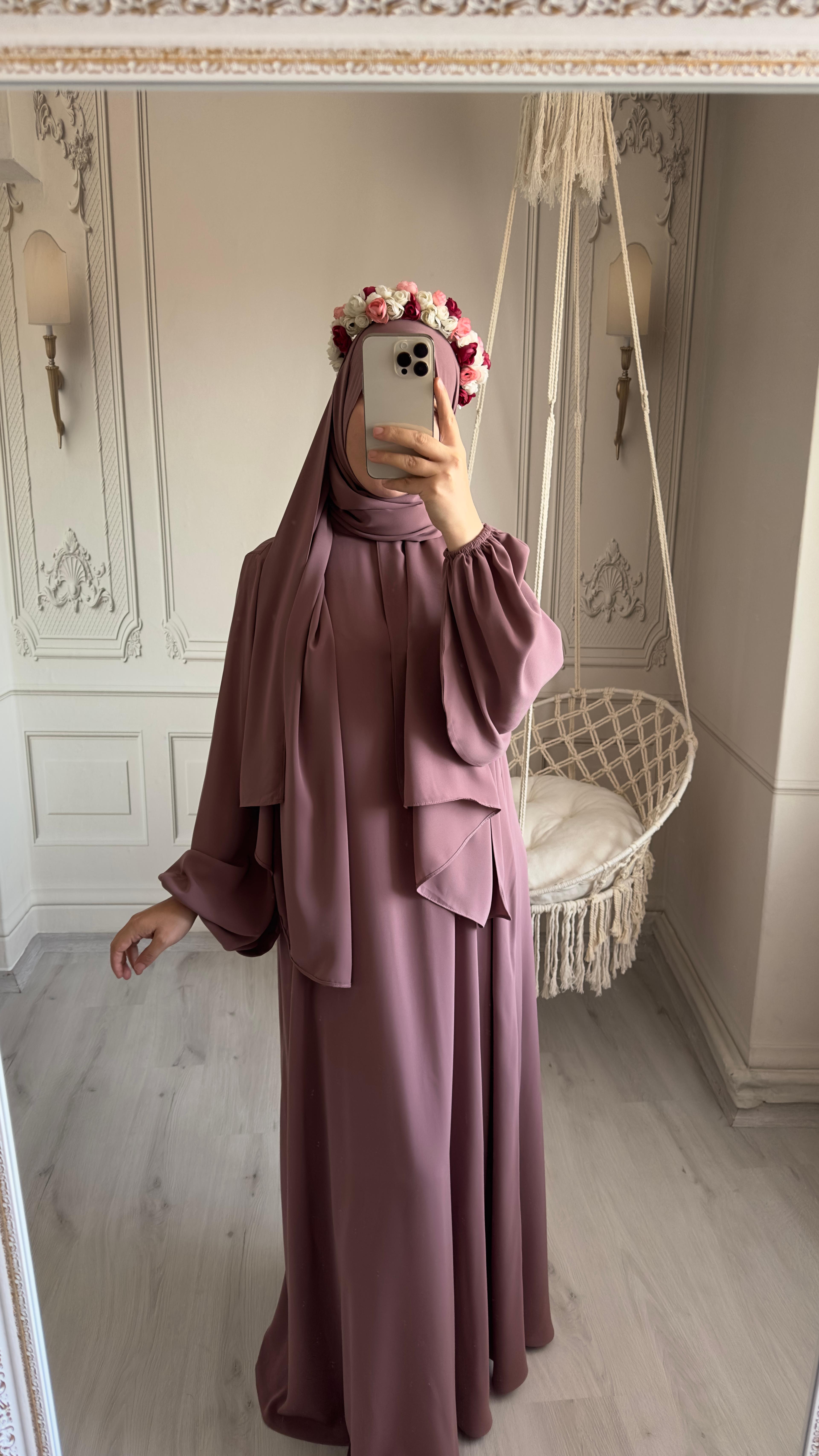 Balon Kol Elbise -Gül Kurusu- (05)
