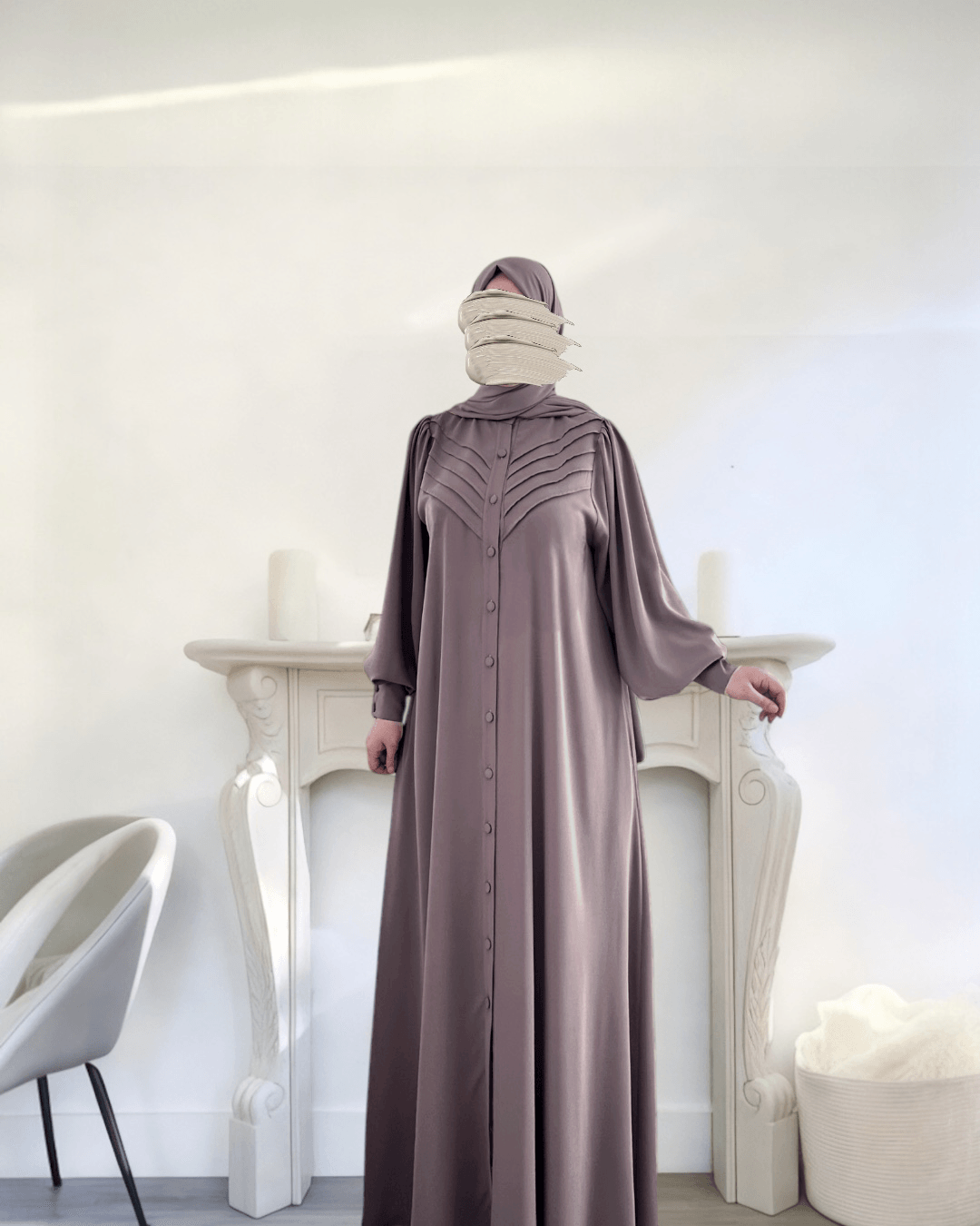 Nervürlü Ferace - ROSE KAHVE