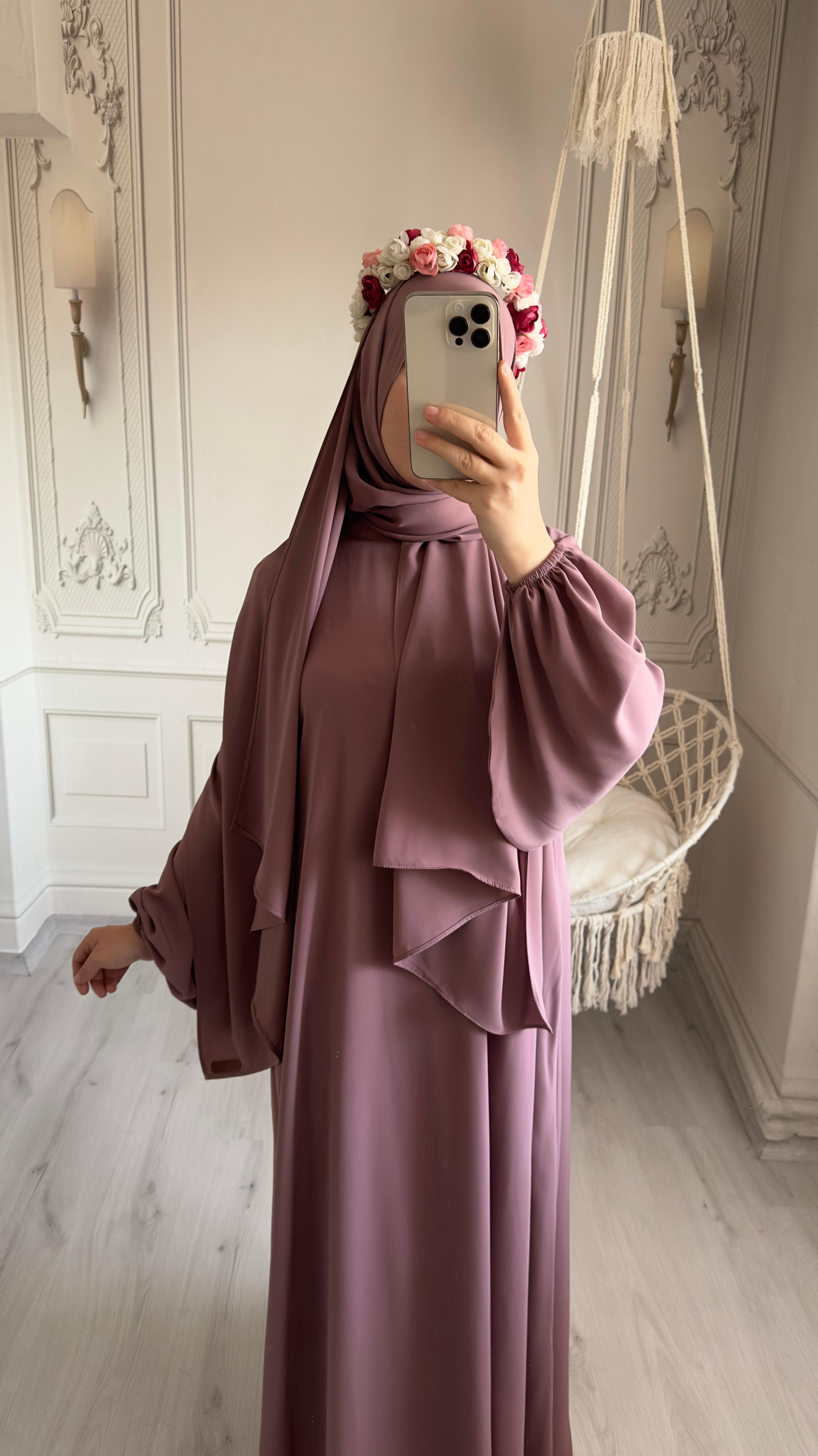Balon Kol Elbise -Gül Kurusu- (05)