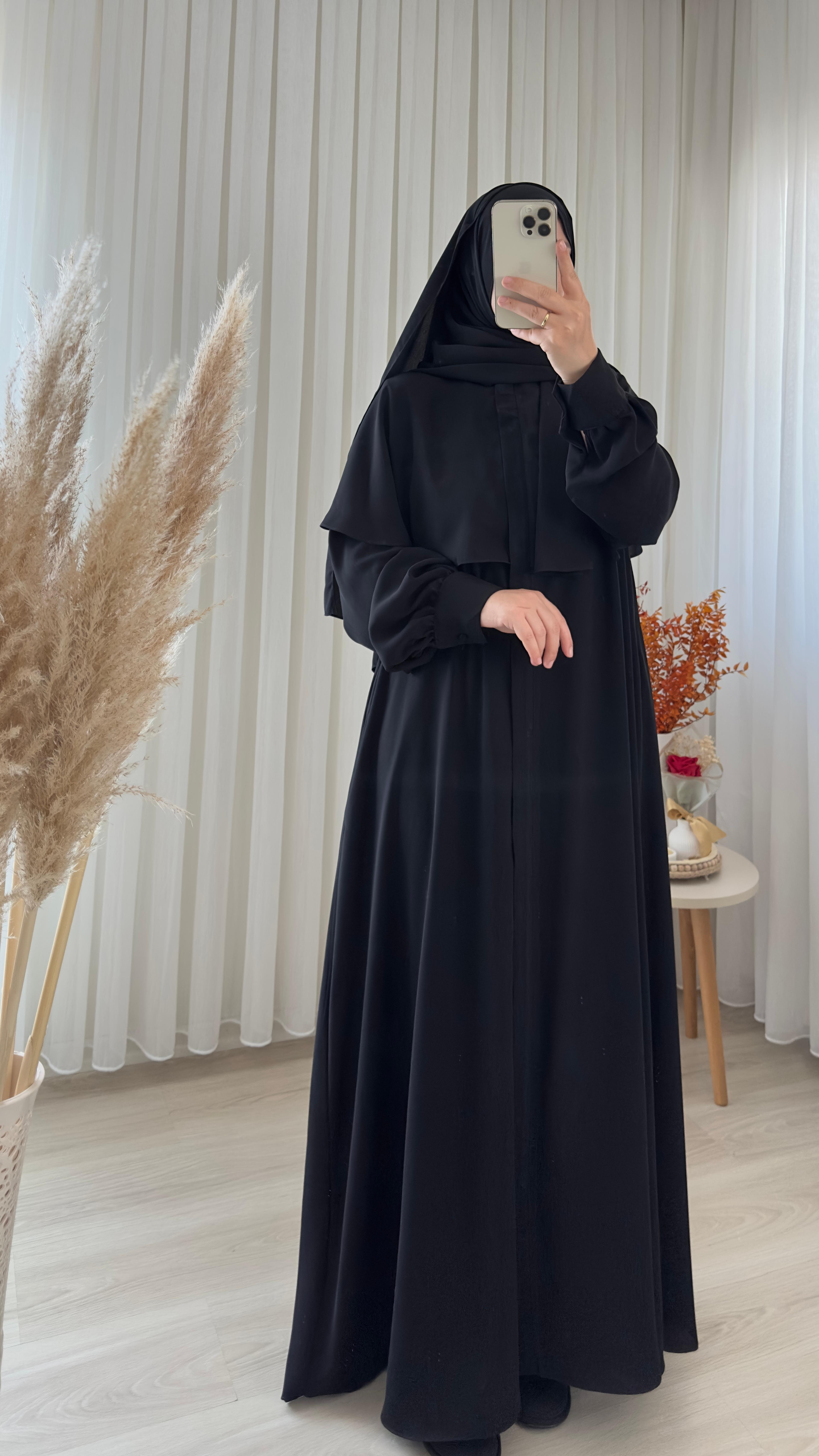 Pelerinli Ferace - SİYAH