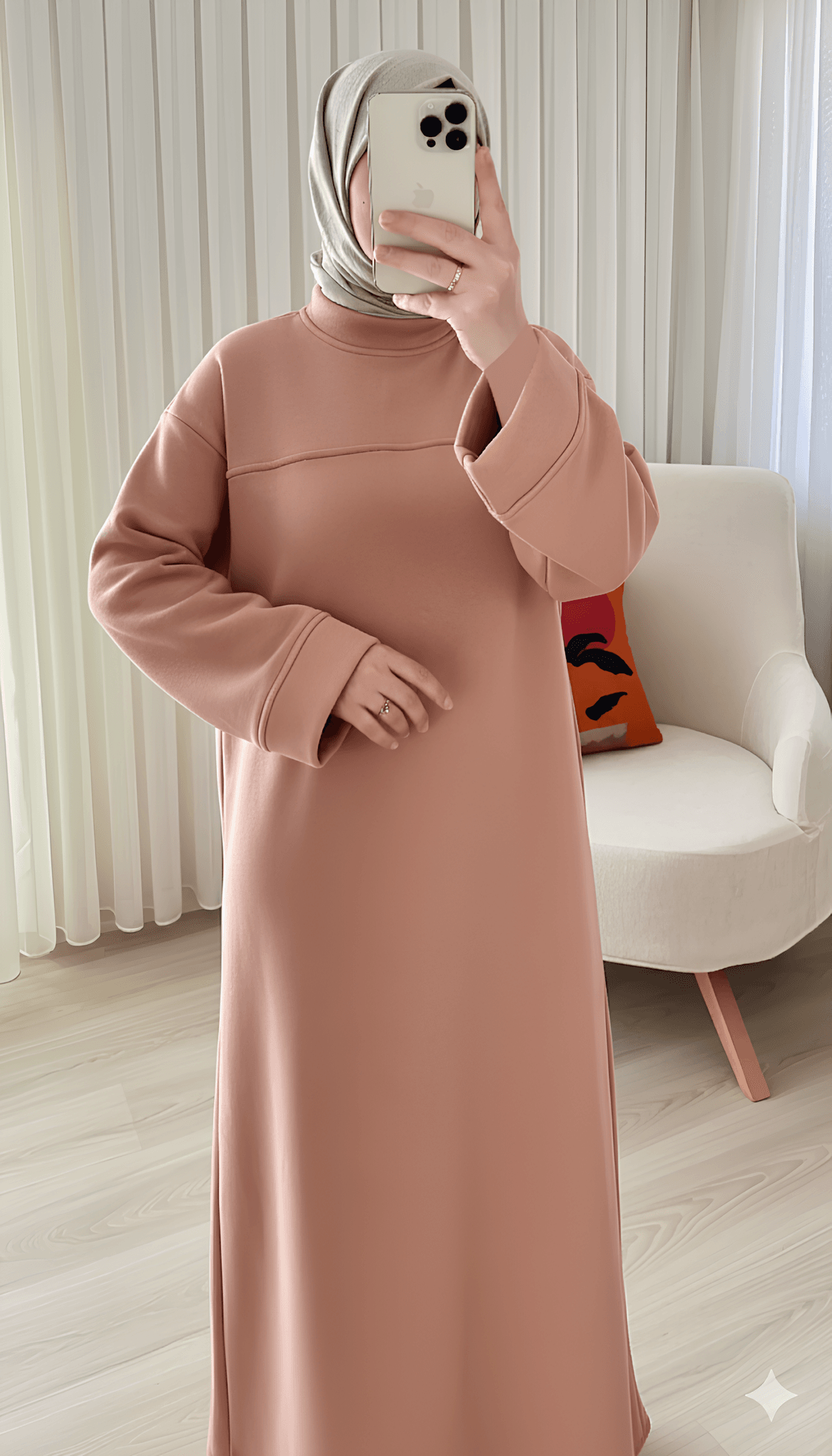 Şardonlu Sweat Elbise - PUDRA