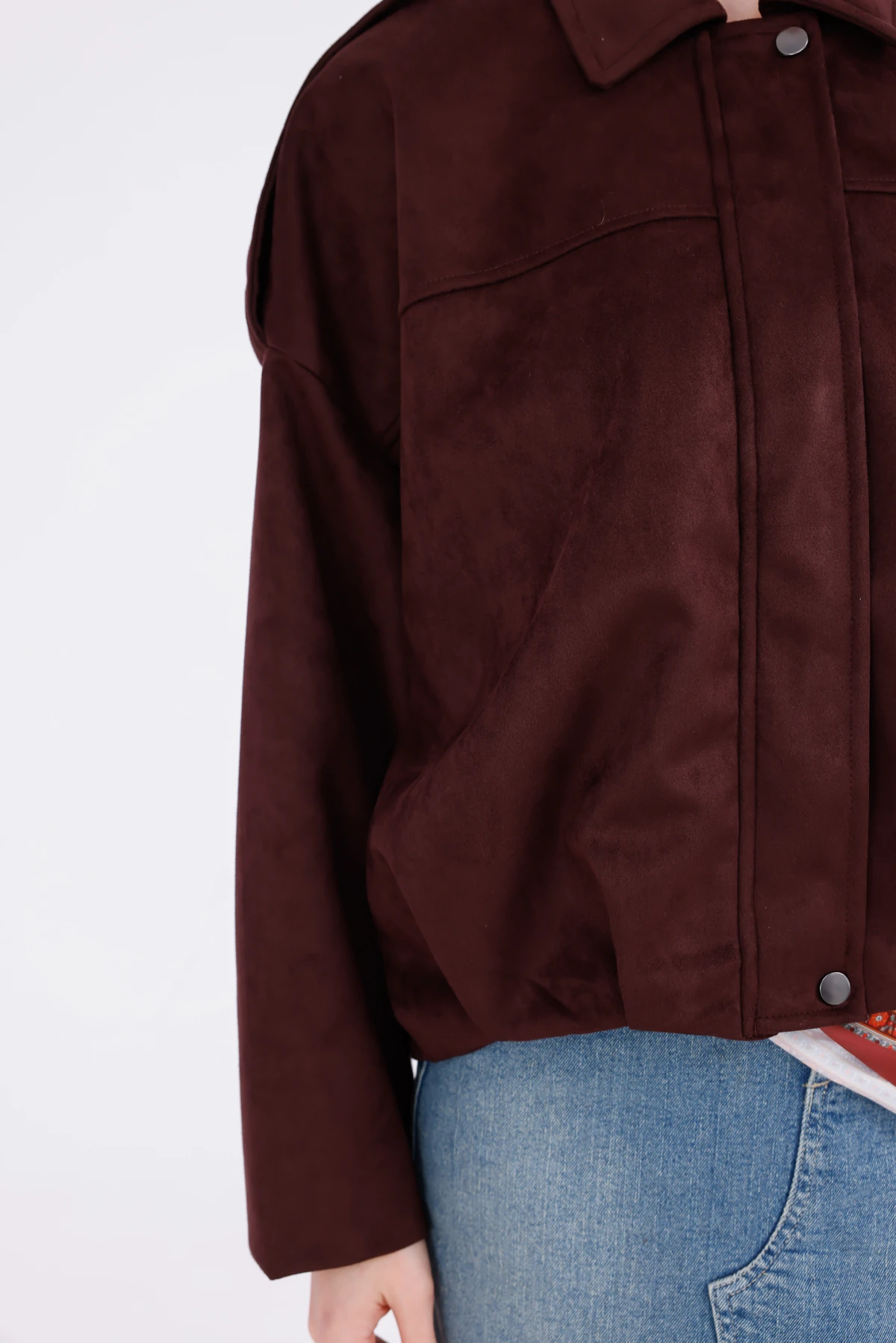 Oversize Süet Bomber Ceket