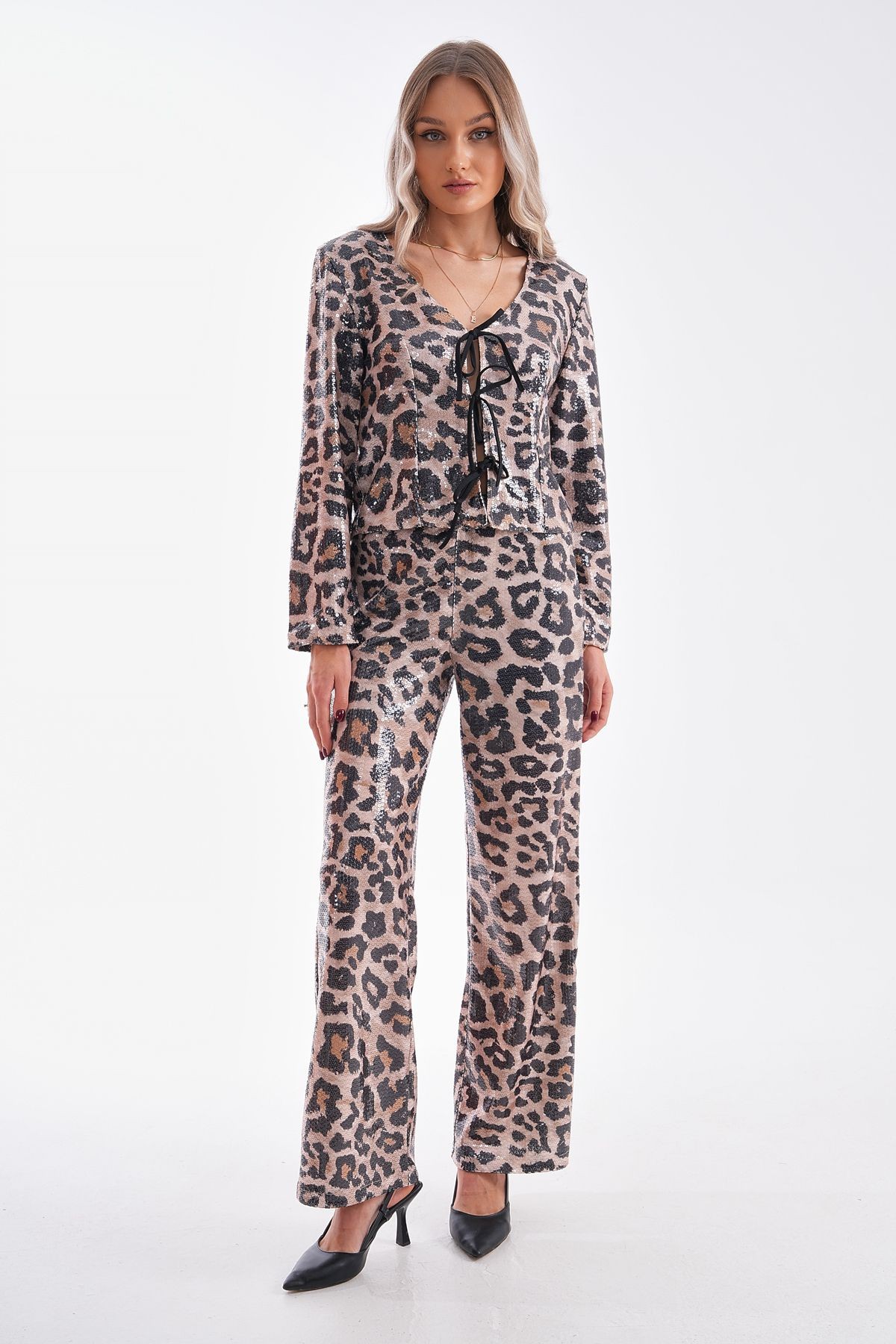 Payet  Leopar Desenli Bol Paça Pantolon PLL-037
