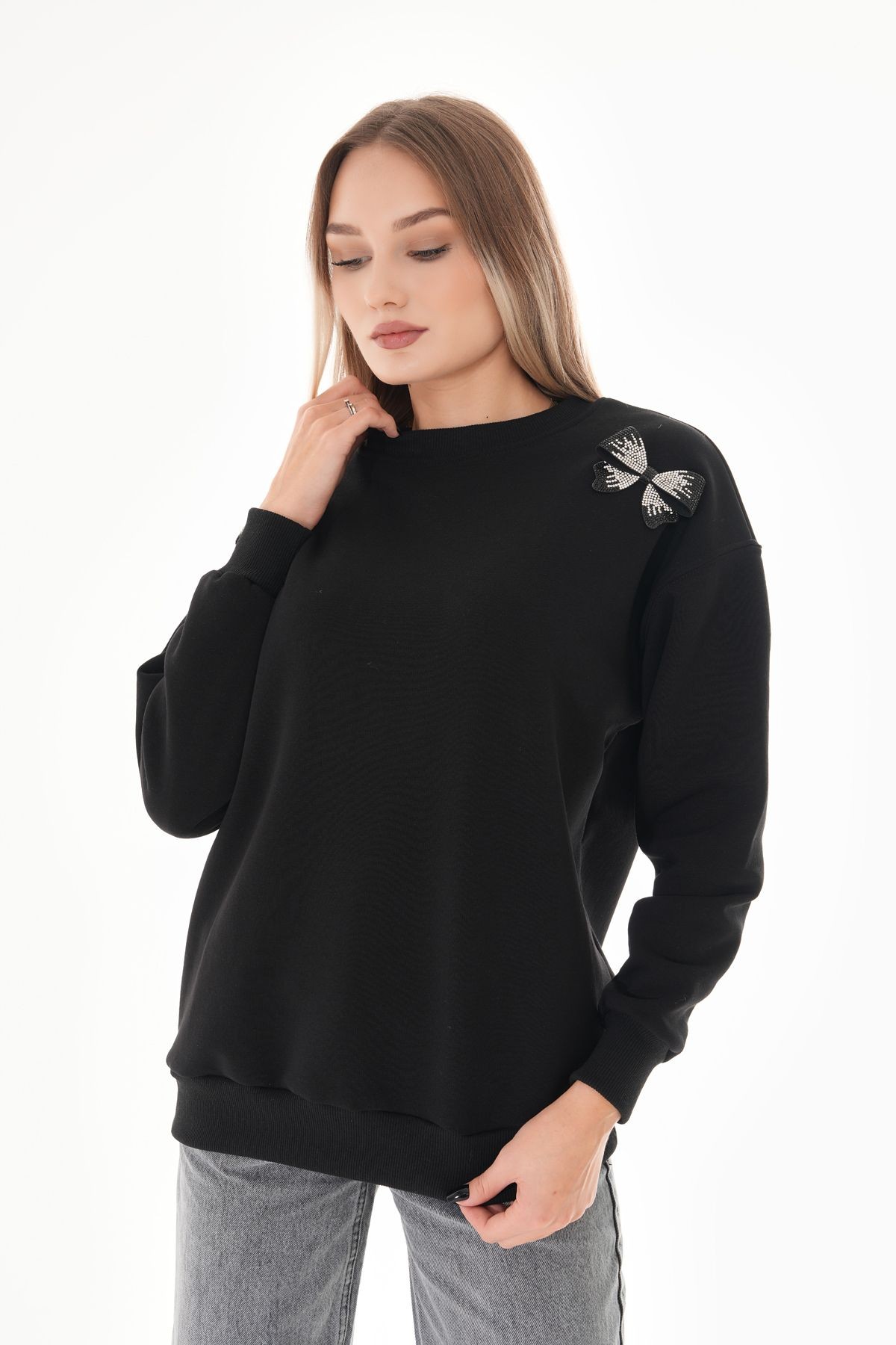 Taş Fiyonk Detaylı Sweatshirt