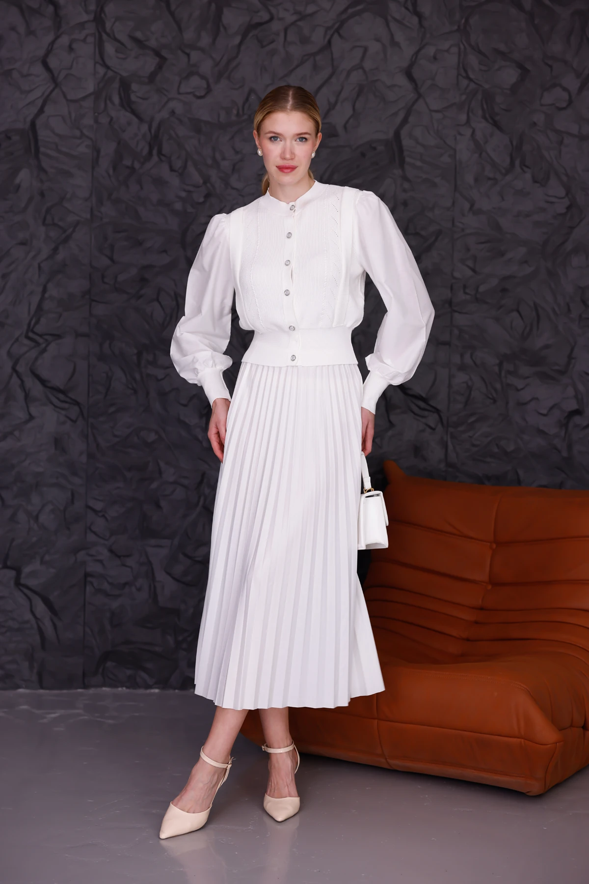 Vintage Beyaz Hırka| Kazak