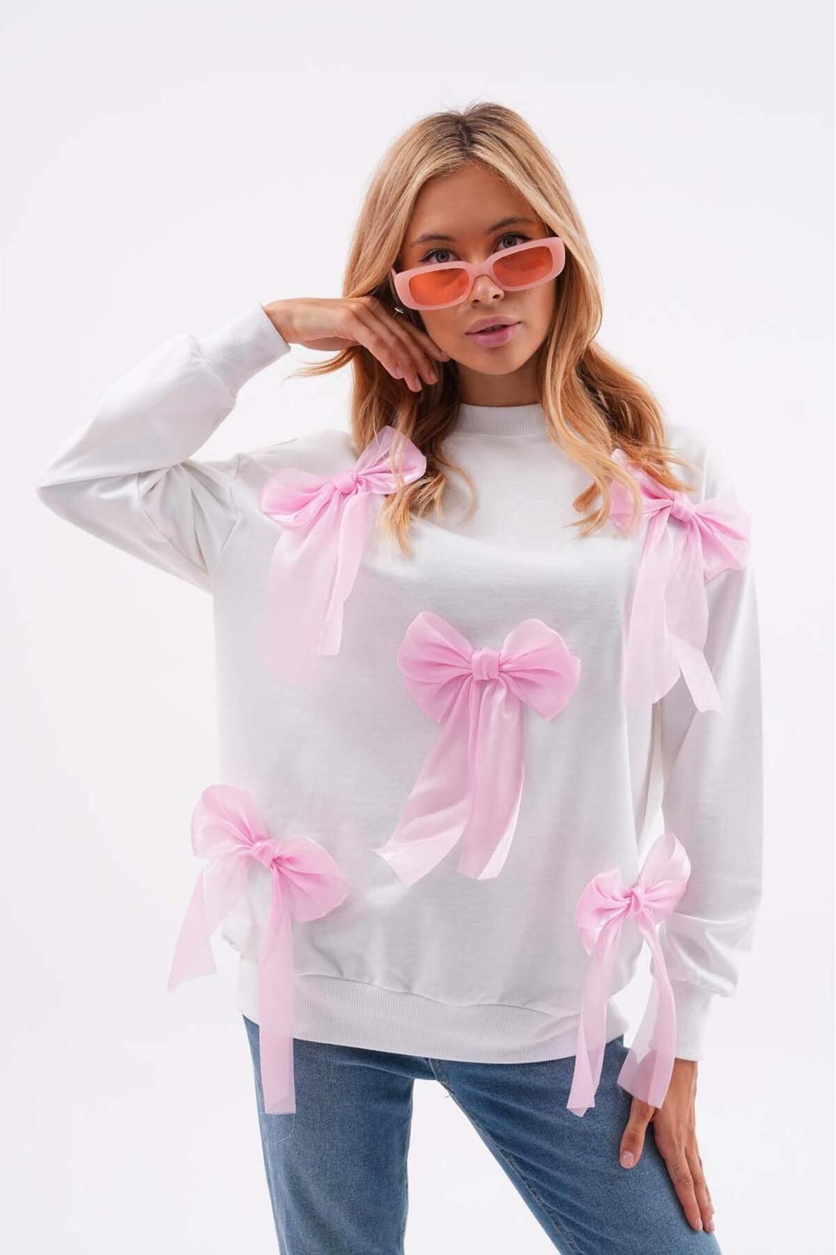 Pembe Fiyonklu Yeni Sezon Basic Sweatshırt PLL-810