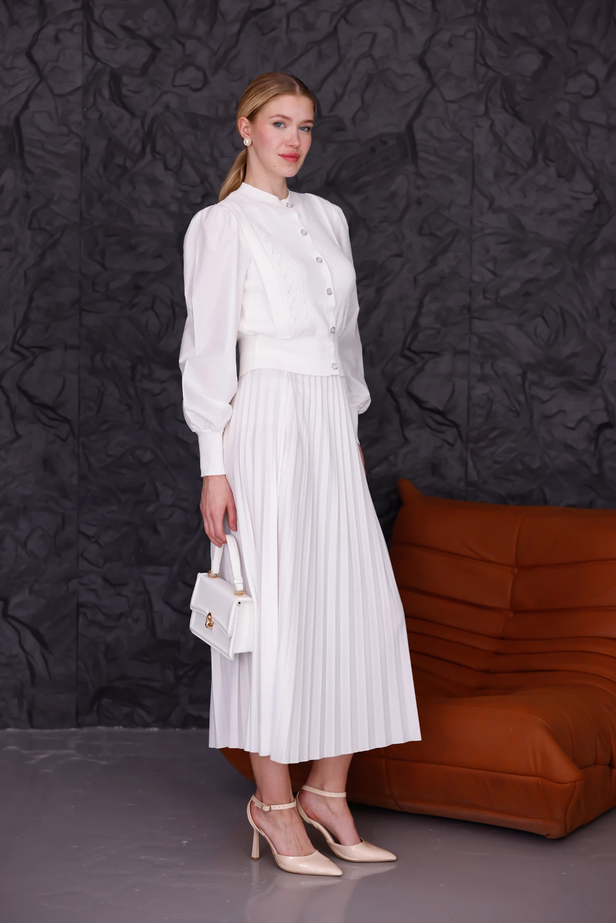 Vintage Beyaz Hırka| Kazak