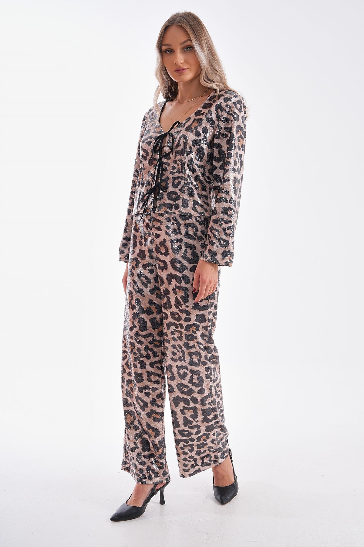 Payet  Leopar Desenli Bol Paça Pantolon PLL-037