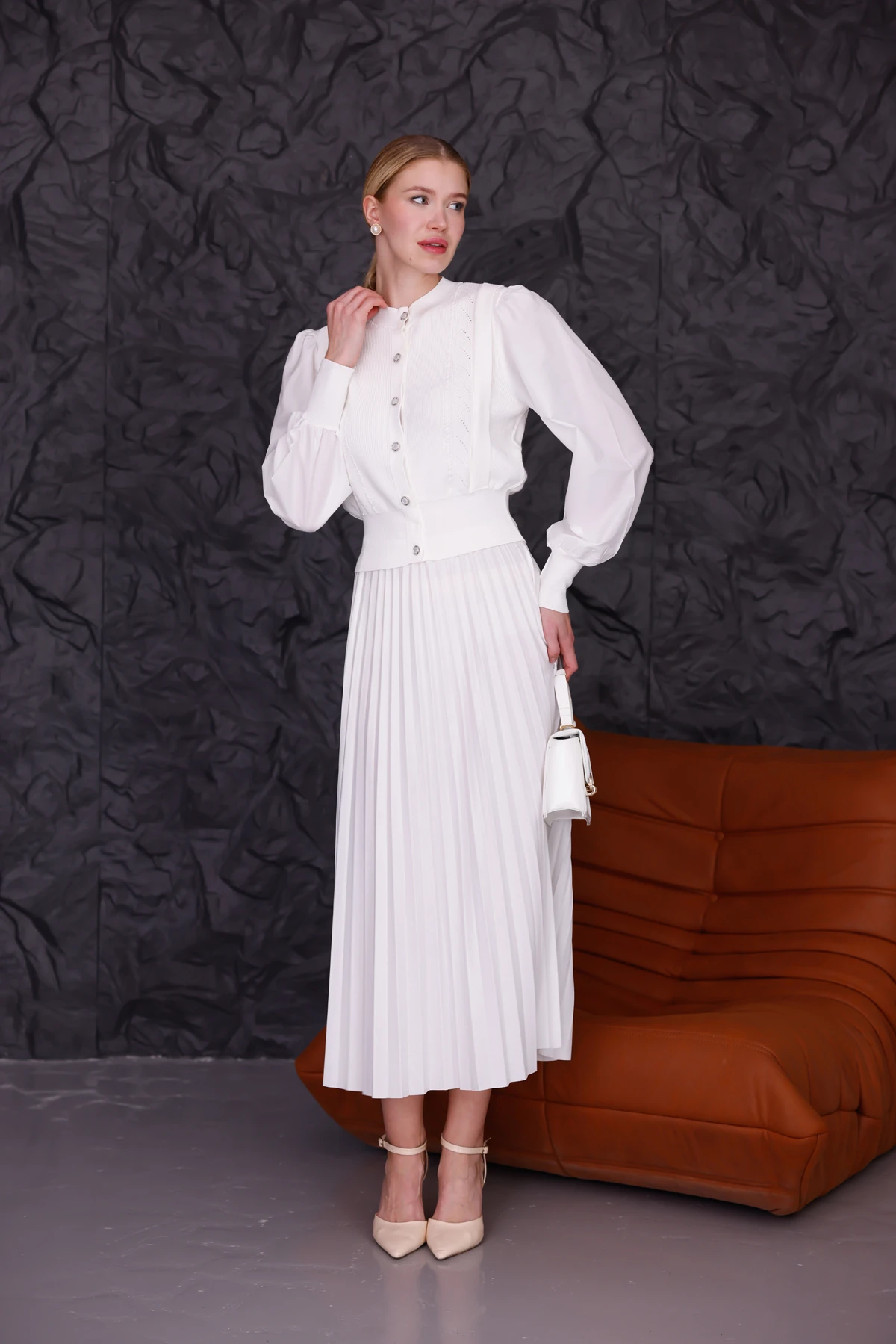 Vintage Beyaz Hırka| Kazak