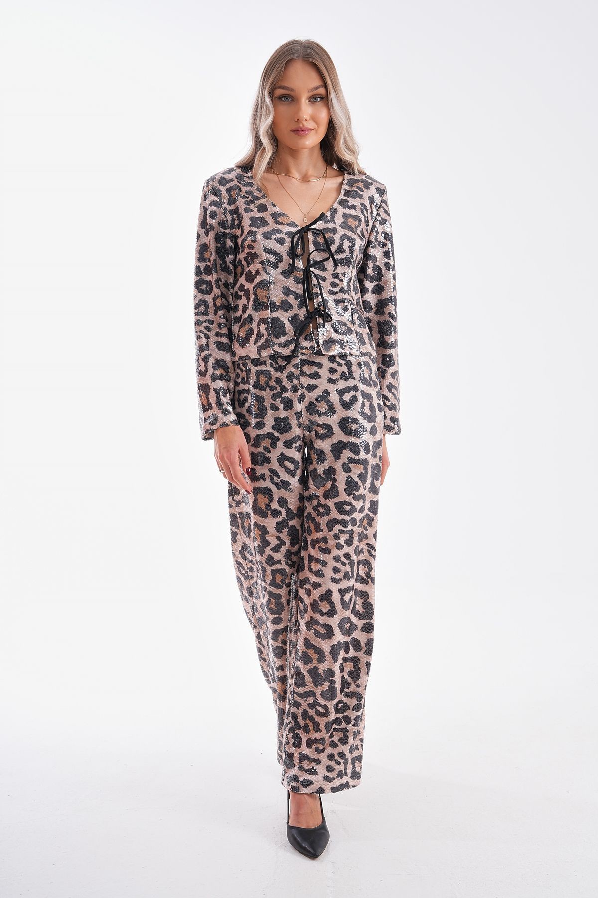 Payet  Leopar Desenli Bol Paça Pantolon PLL-037