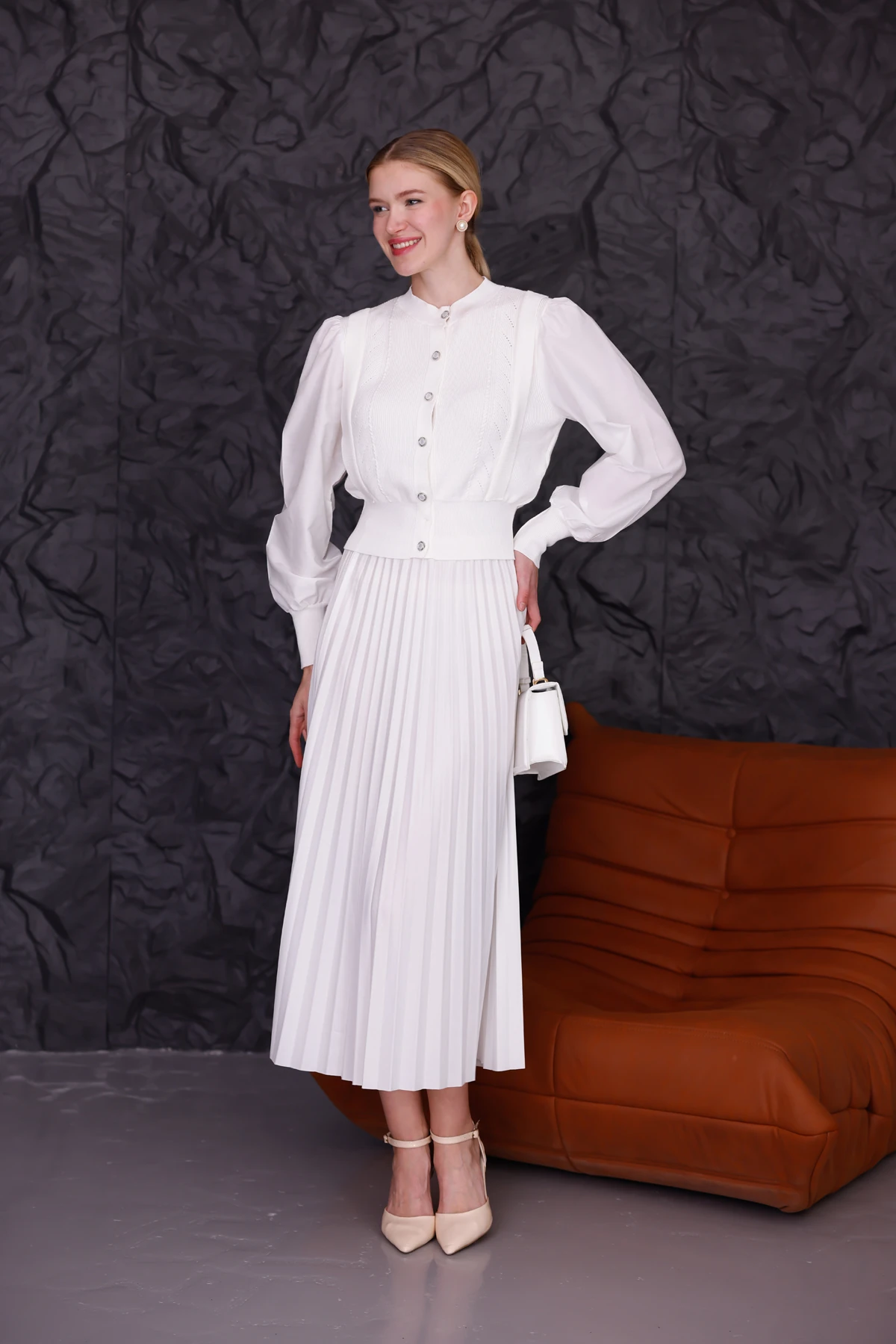 Vintage Beyaz Hırka| Kazak