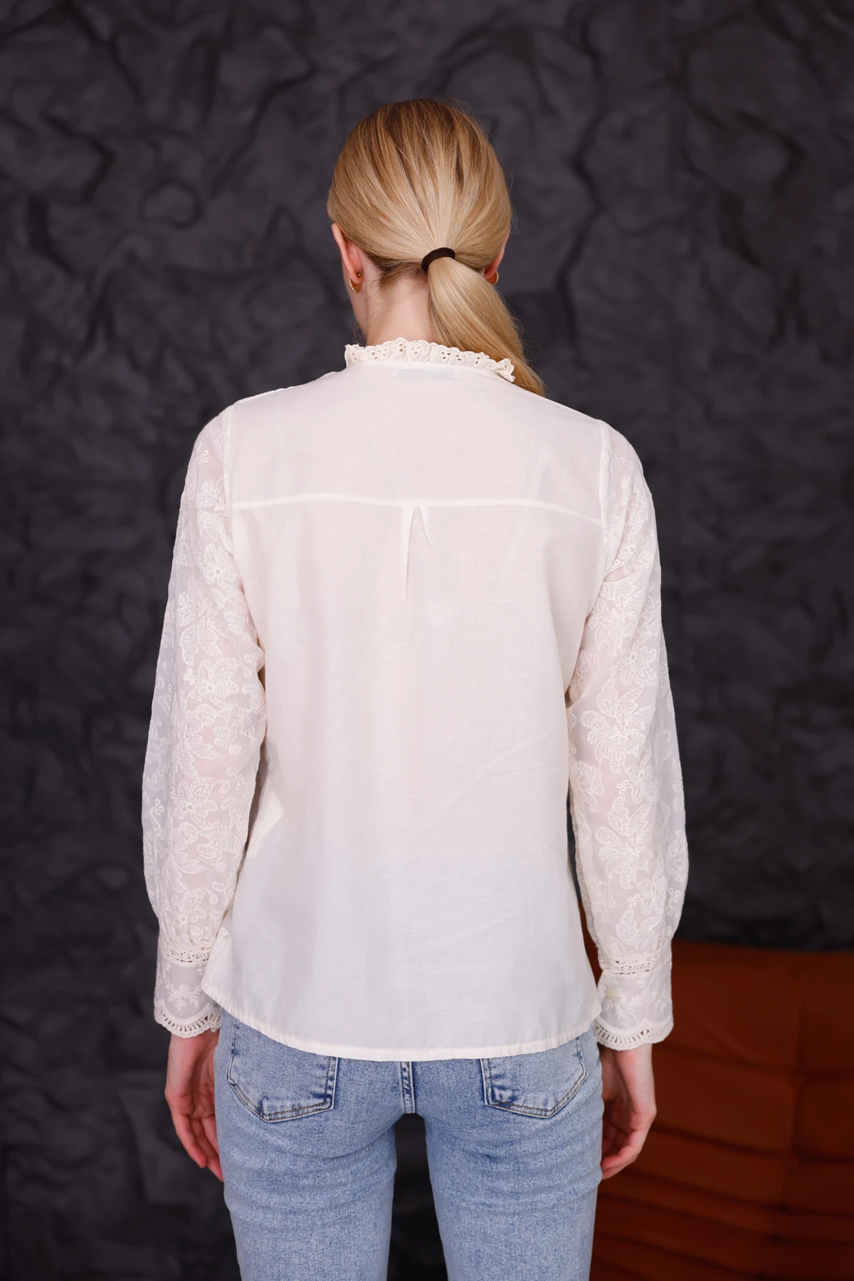 Bohem Dantelli Düğmeli Gömlek | Vintage Görünüm
