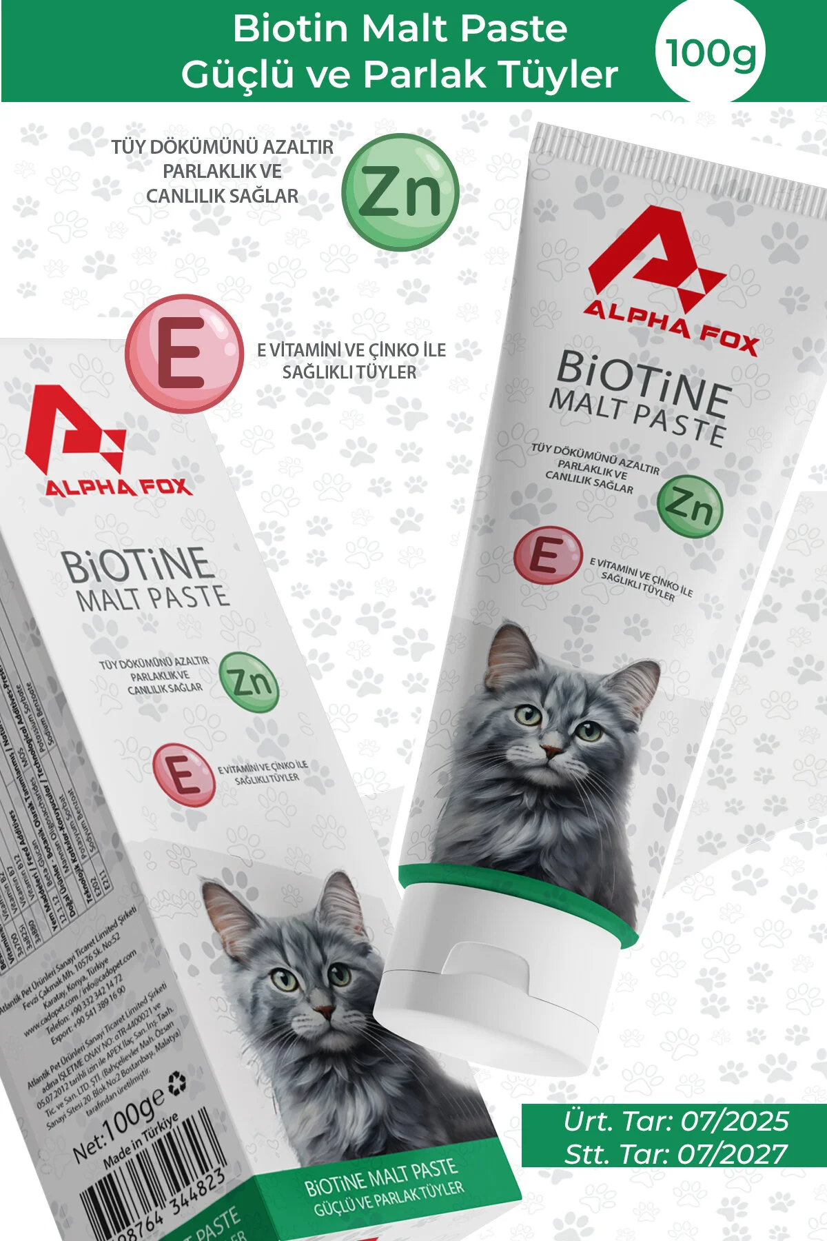 CaDoPet Biotin Malt Paste 100ml Kedi Tüy Dökümüne Karşı