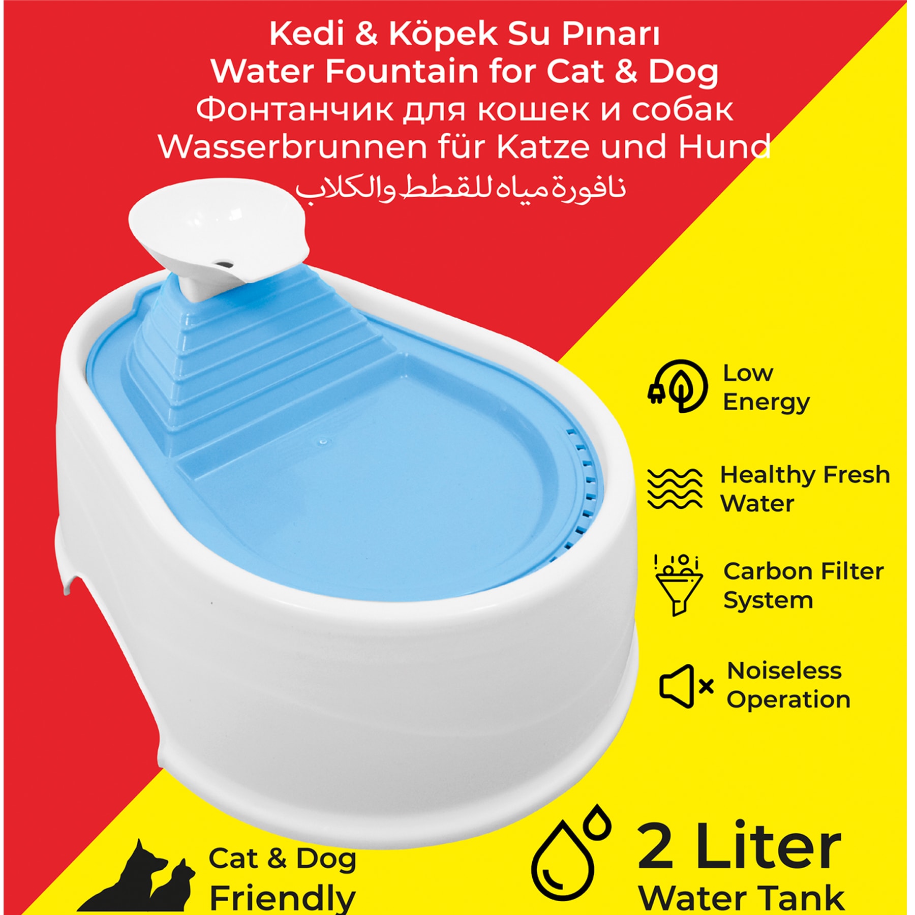 CaDoPet Kedi Su Pınarı 2 Litre Sessiz Usb 5 Volt