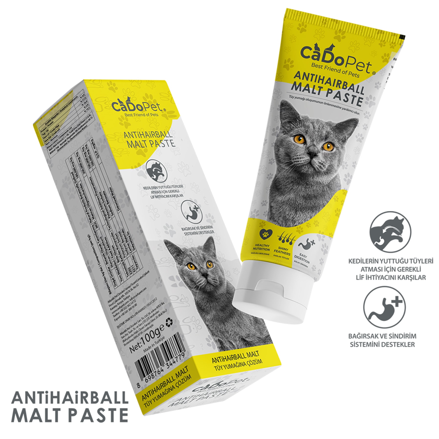 CaDoPet AntiHairball Malt Paste Tüy Yumağı Önleyici 100ml