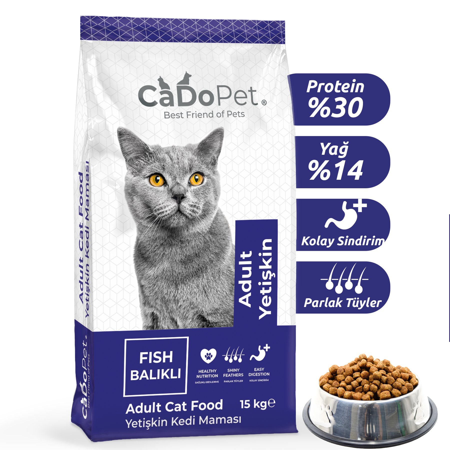 CaDoPet Kuru Kedi Maması 15 Kg Balıklı