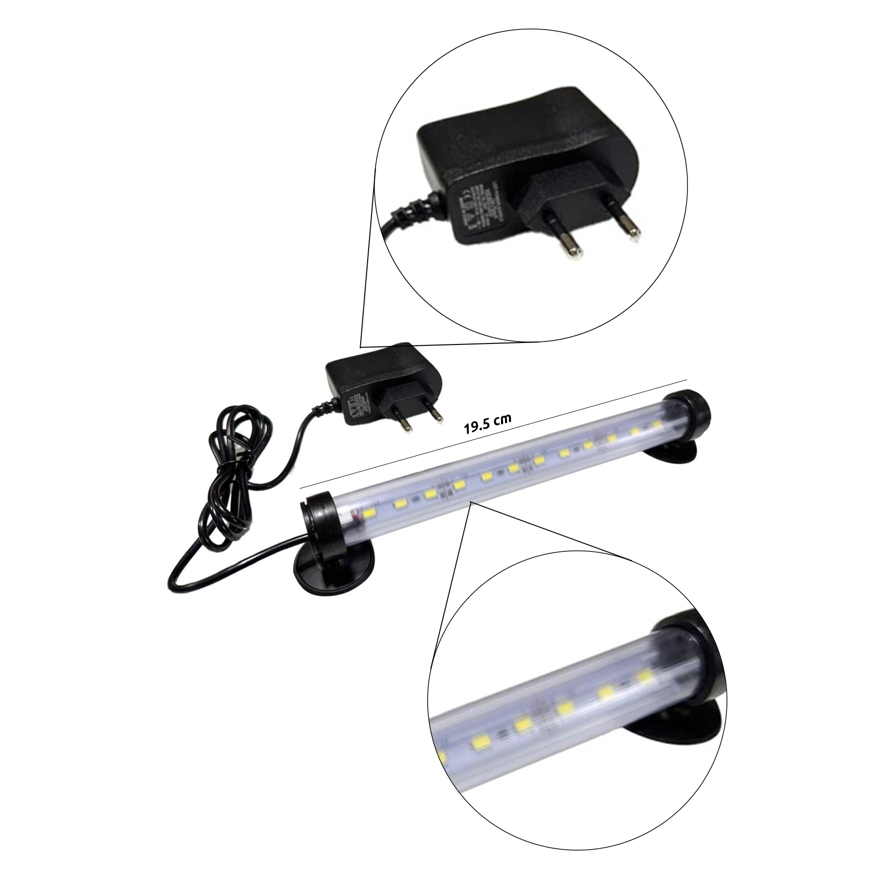 Akvaryum Led Lamba Aydınlatma 20cm 12 Volt Adaptörlü