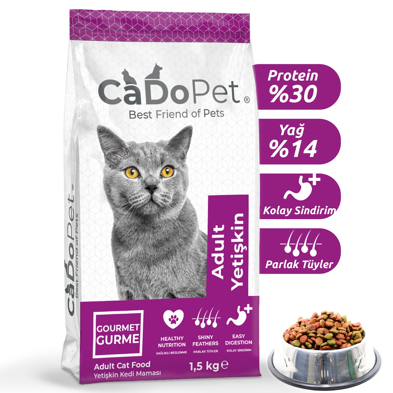 CaDoPet Yetişkin Kedi Maması Gurme 1,5 Kg