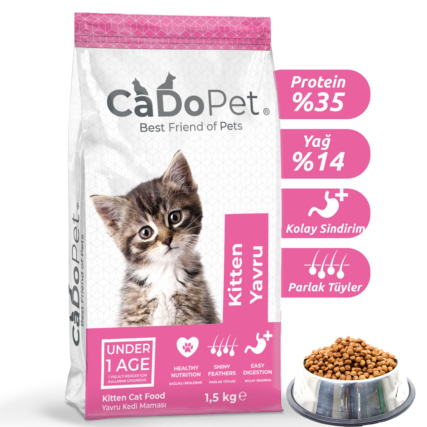 CaDoPet Yavru Kedi Maması Tavuklu 1,5 Kg