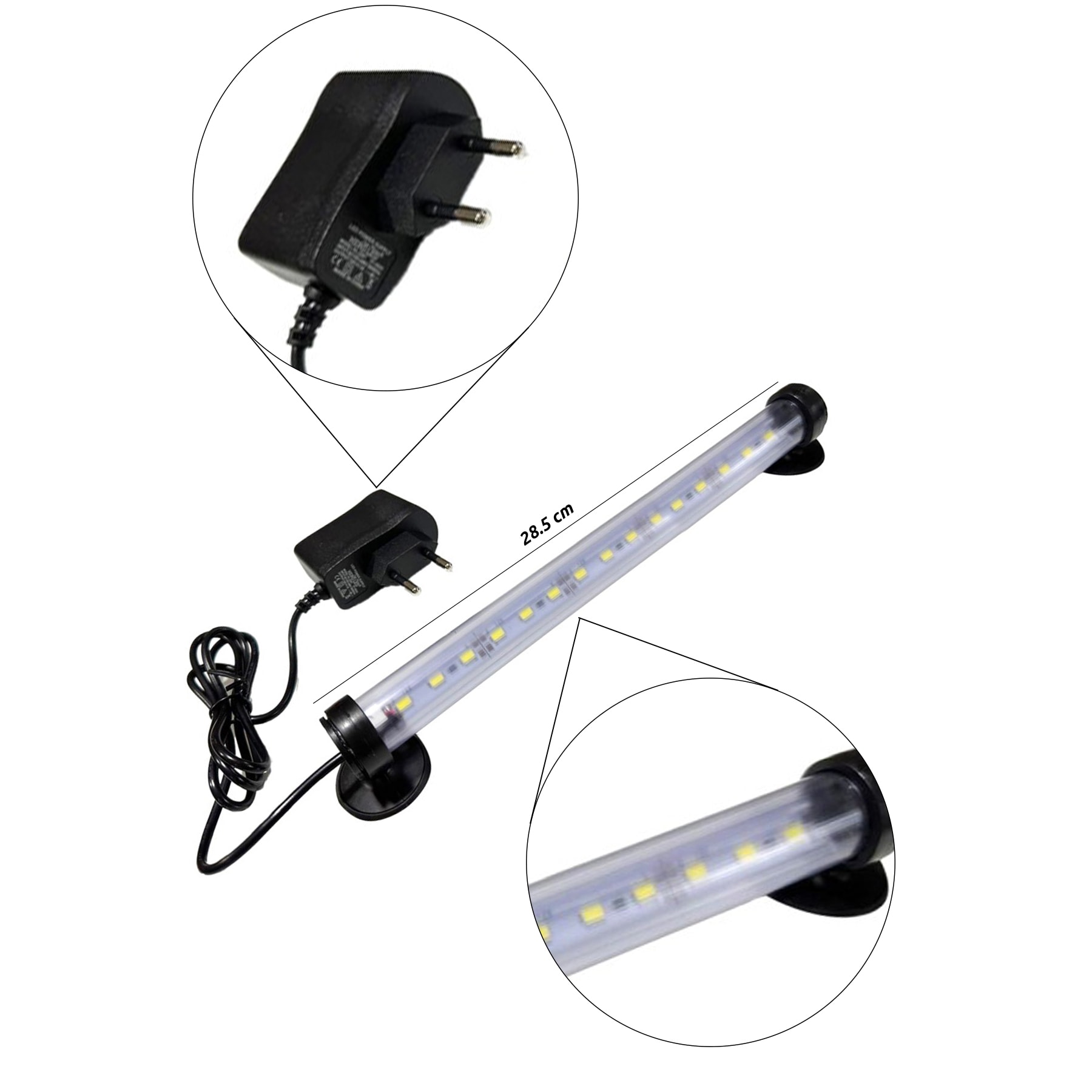 Akvaryum Led Lamba Aydınlatma 30cm 12 Volt Adaptörlü