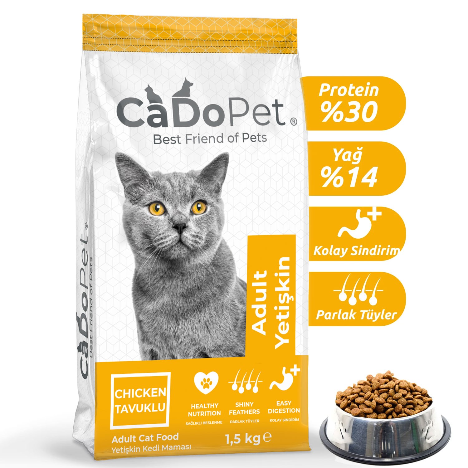 CaDoPet Yetişkin Kedi Maması Tavuklu 1,5 Kg