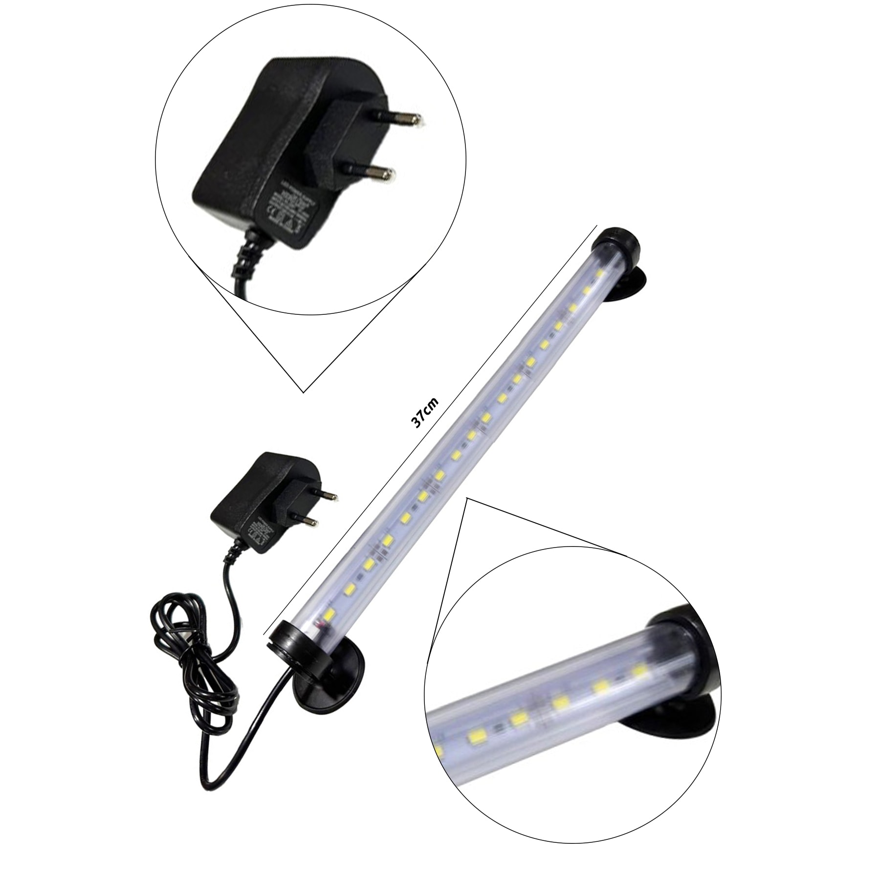 Akvaryum Led Lamba Aydınlatma 40cm 12 Volt Adaptörlü