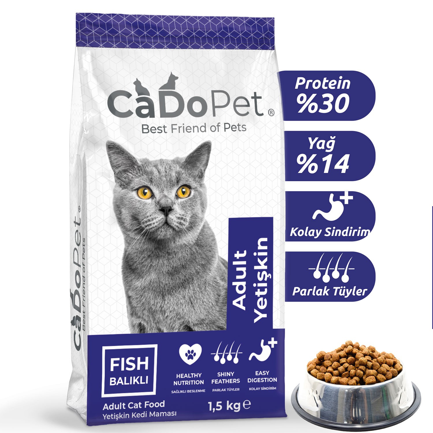 CaDoPet Yetişkin Kedi Maması Balıklı 1,5 Kg