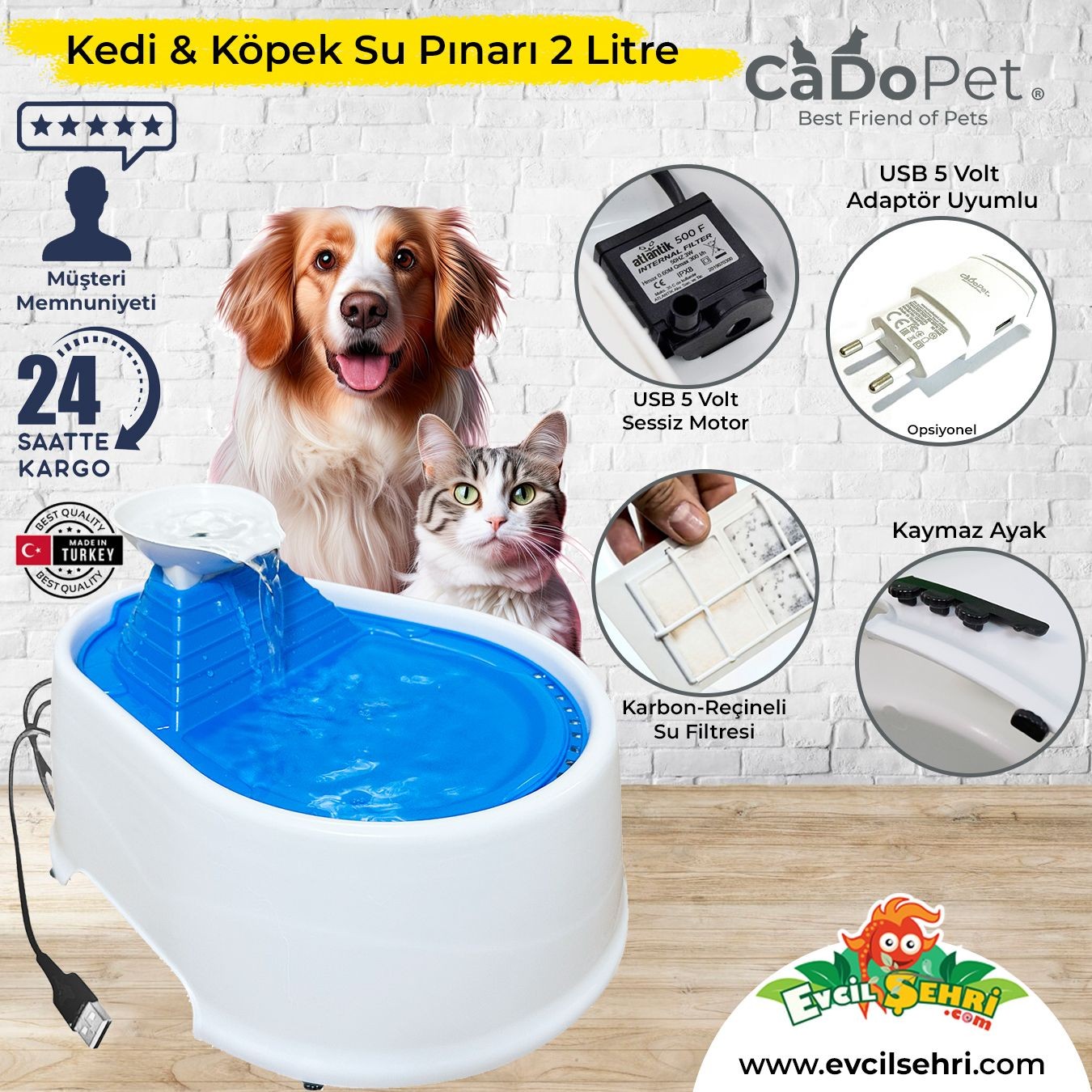 CaDoPet Kedi Su Pınarı 2 Litre