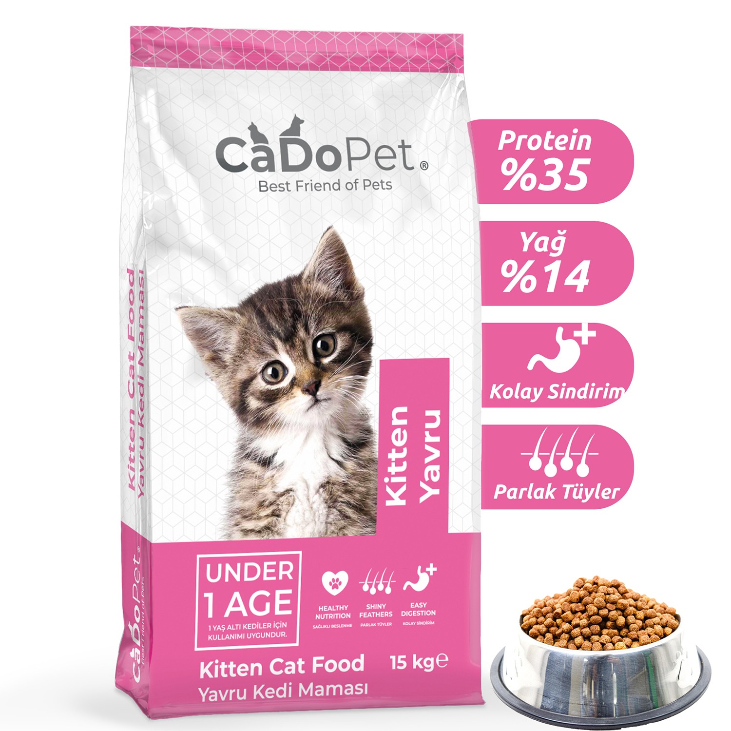 CaDoPet Yavru Kedi Maması Tavuklu 15 Kg