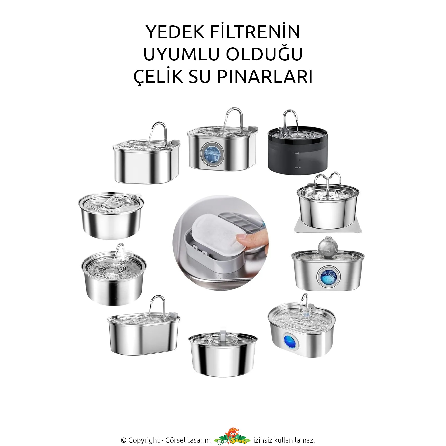 Çelik Kedi Su Pınarı Yedek Filtre 3lü Paket