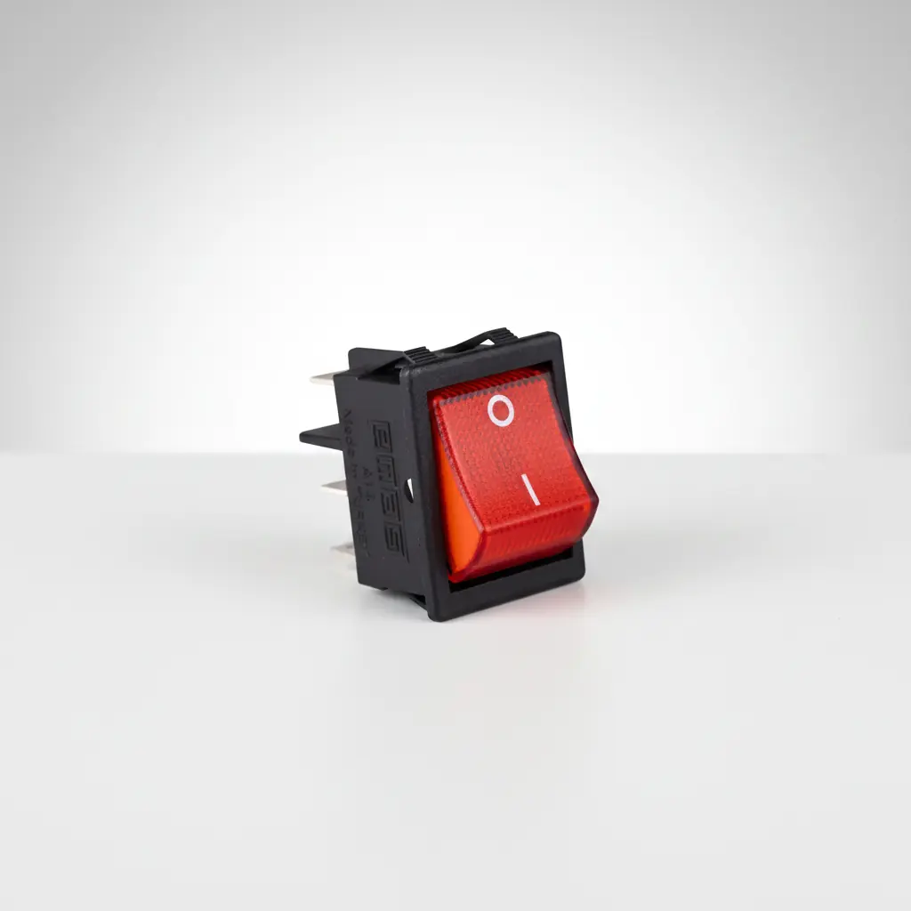 EMAS A14 Serisi Işıklı Anahtar 30x22mm 2NO | (0-I) Kırmızı