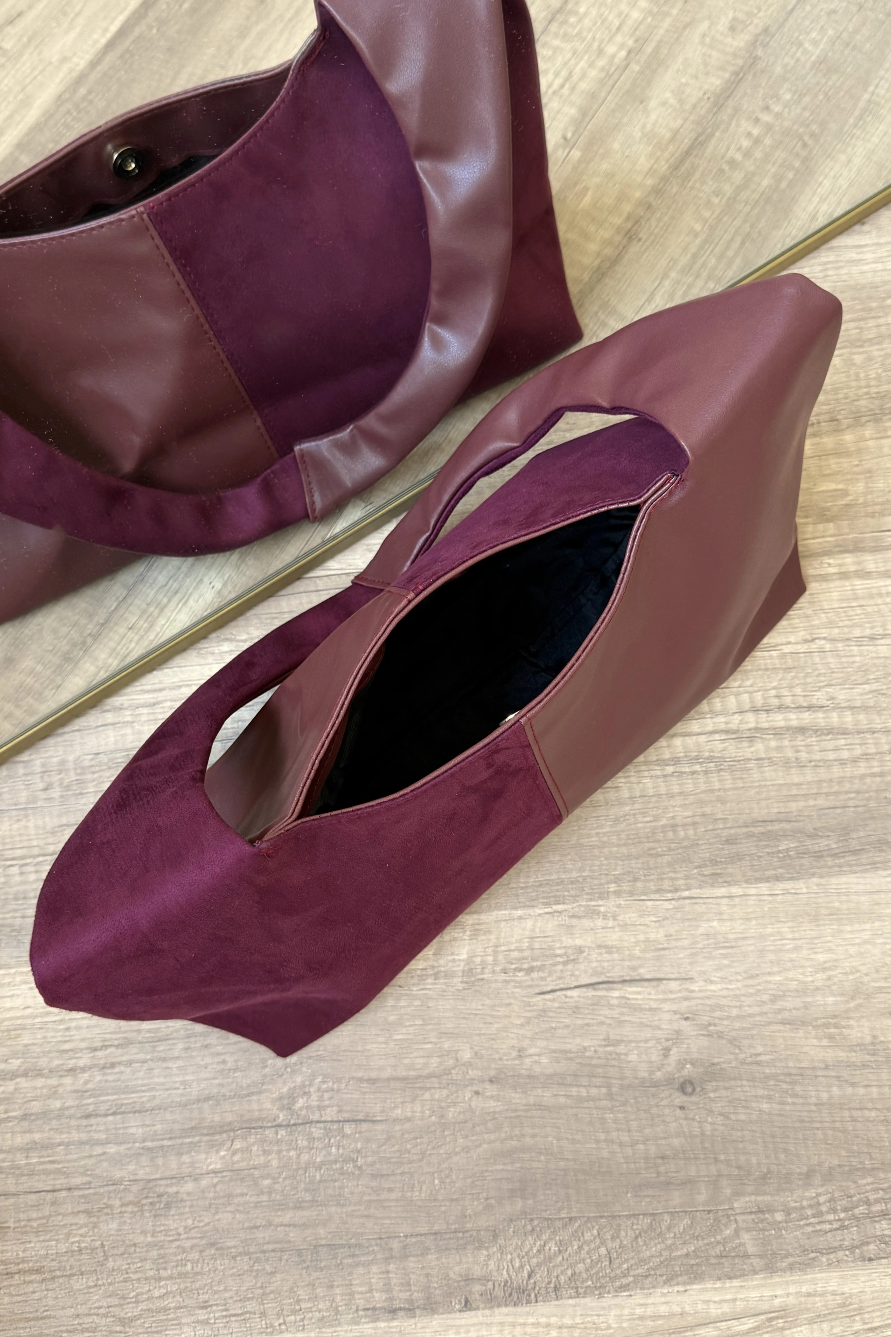 Süet ve Suni Deri Kadın Shopper Vintage Omuz Çantası Norton ST0043