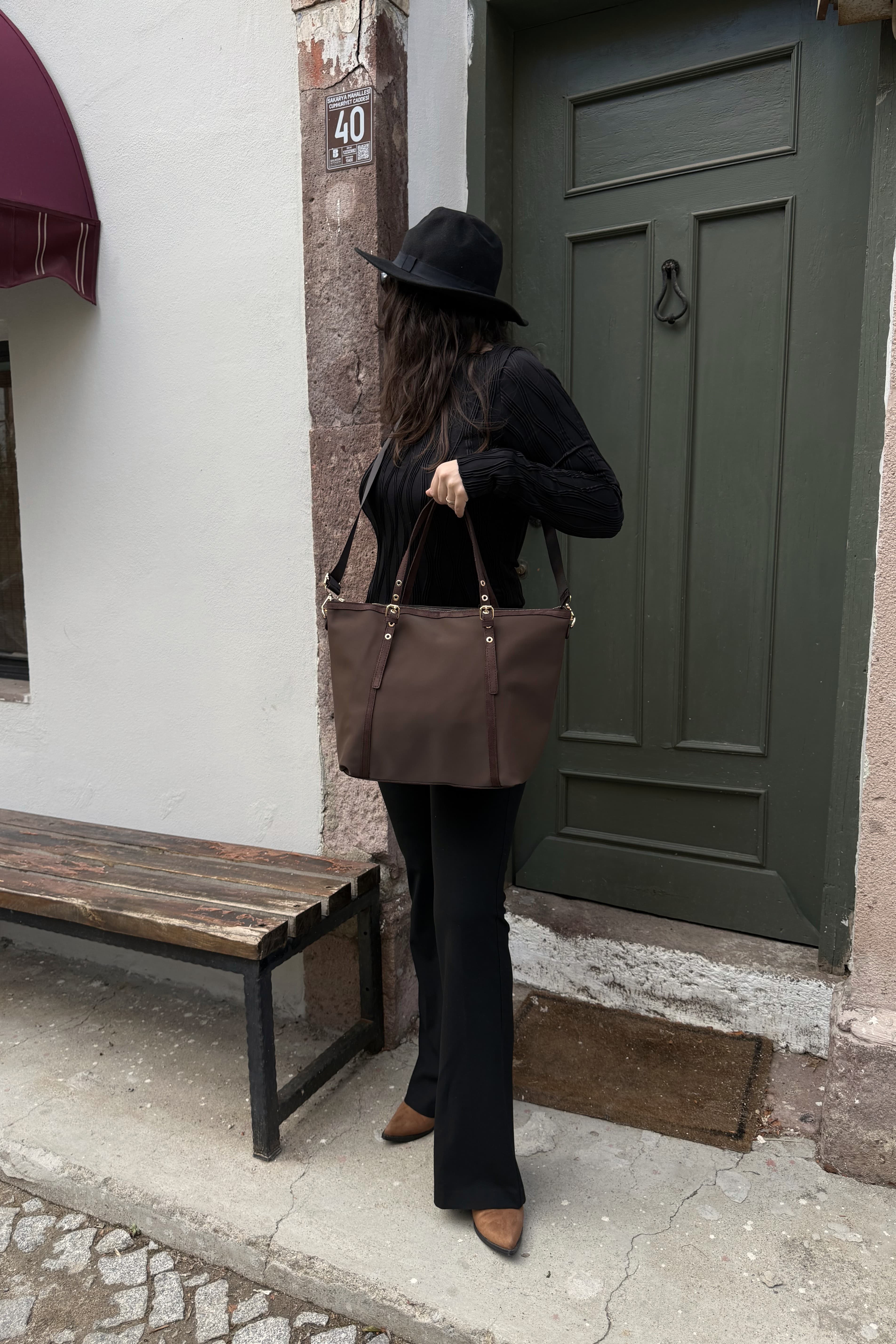 Süet Detaylı Kadın Shopper El ve Omuz Çanta Valenne ST0032