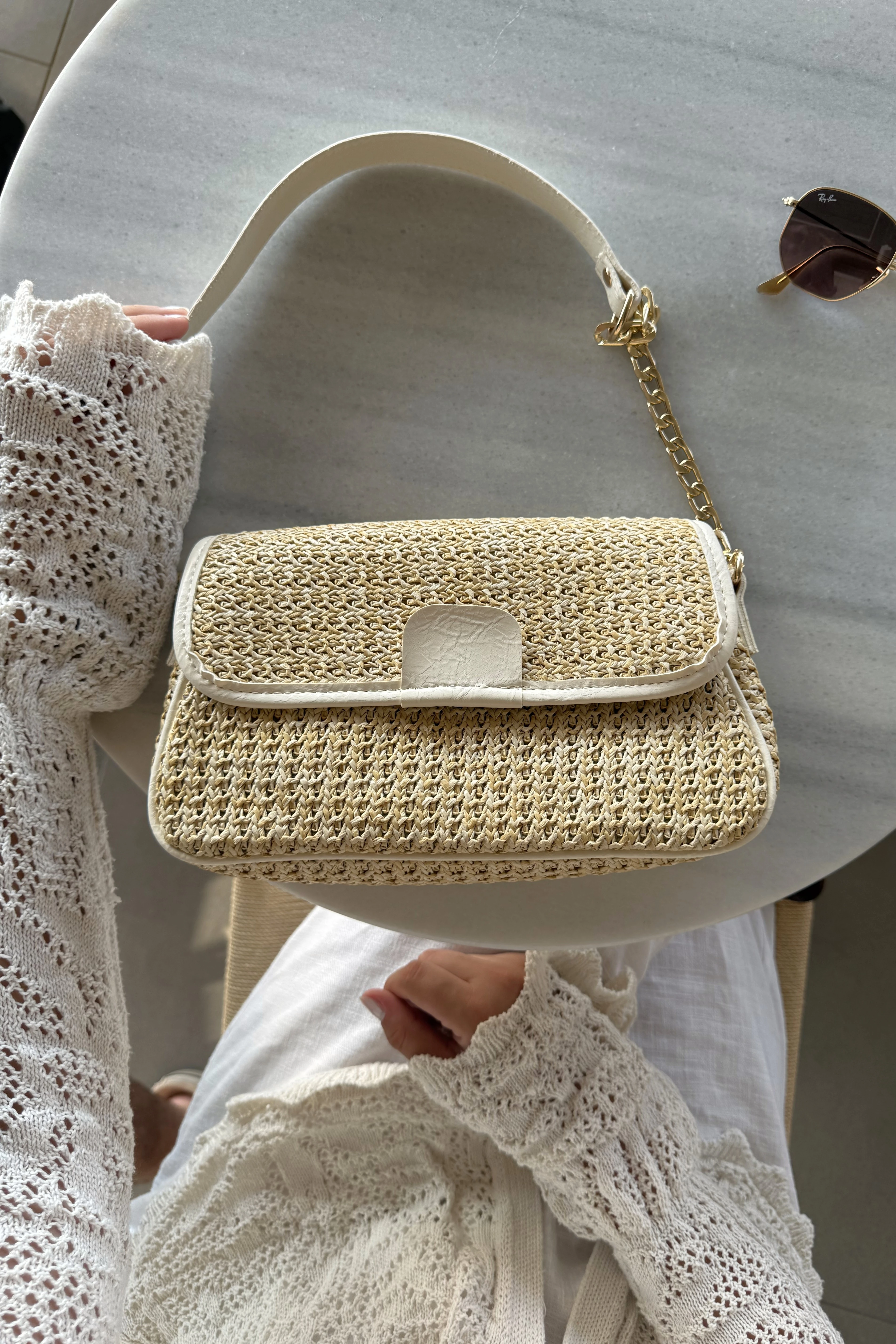 Kapaklı Hasır Çift Askılı El ve Omuz Kadın Çanta Matias ST0006