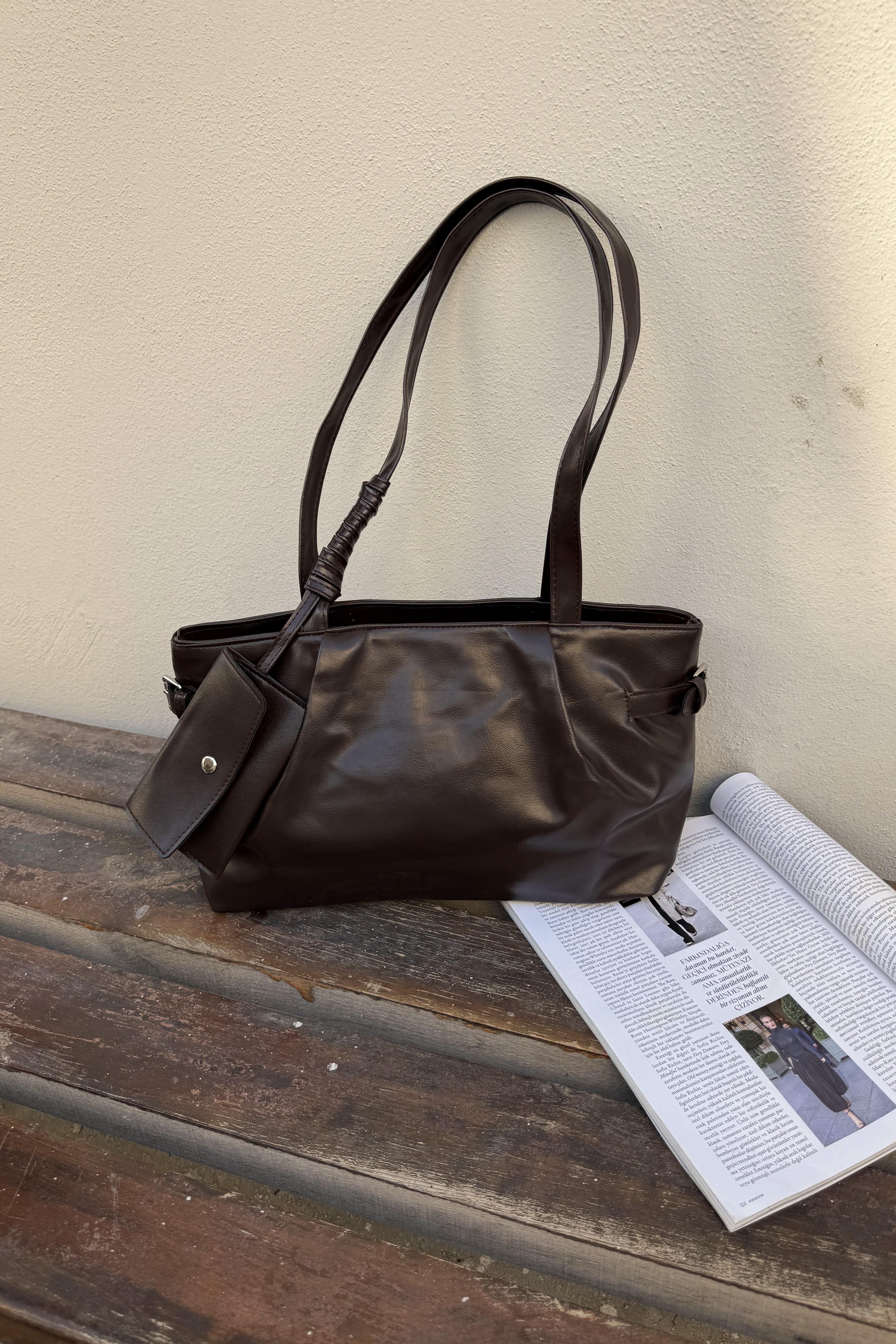 Charmlı Vintage Kadın Kol Çanta Eslong ST0026 - Acı Kahve