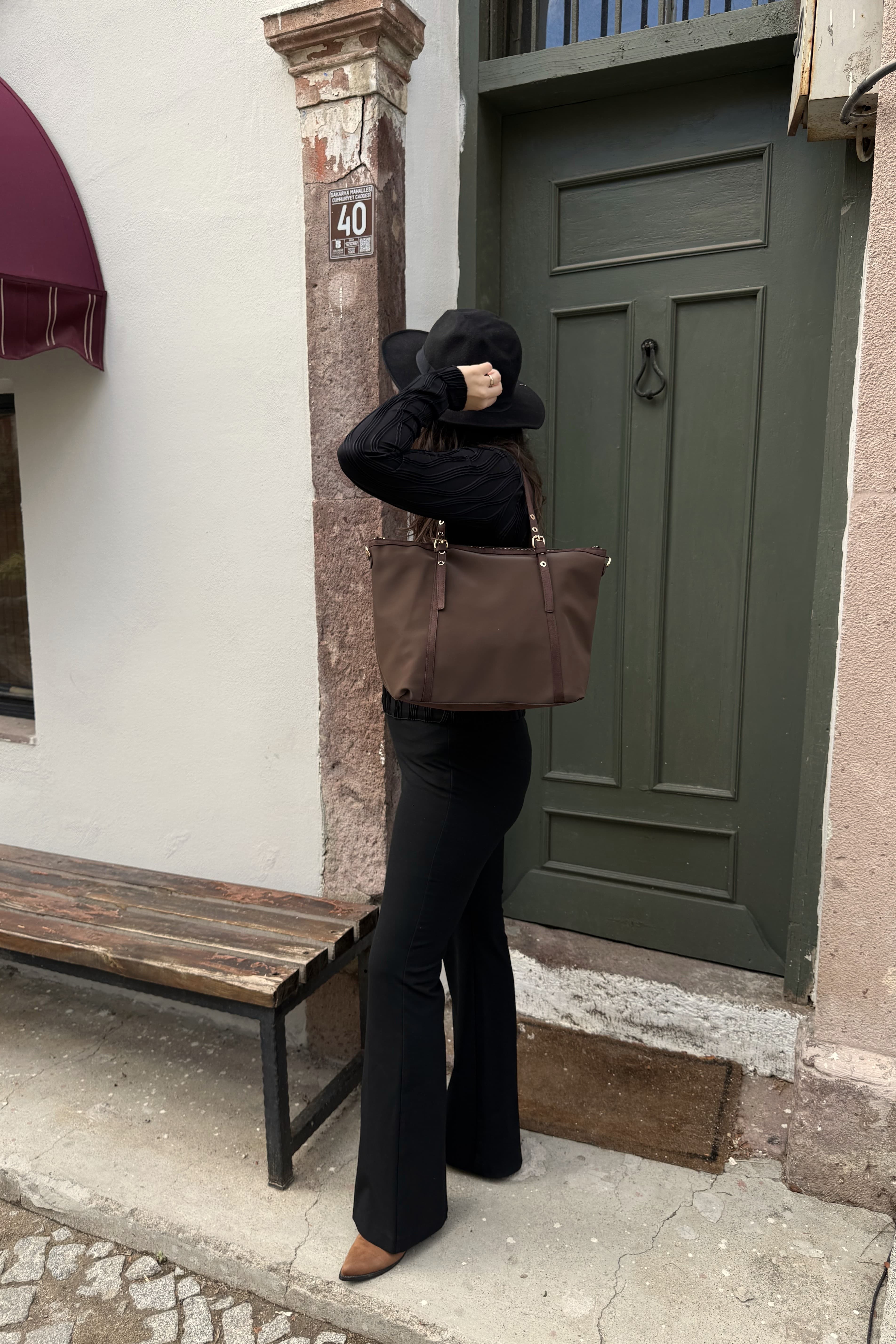 Süet Detaylı Kadın Shopper El ve Omuz Çanta Valenne ST0032